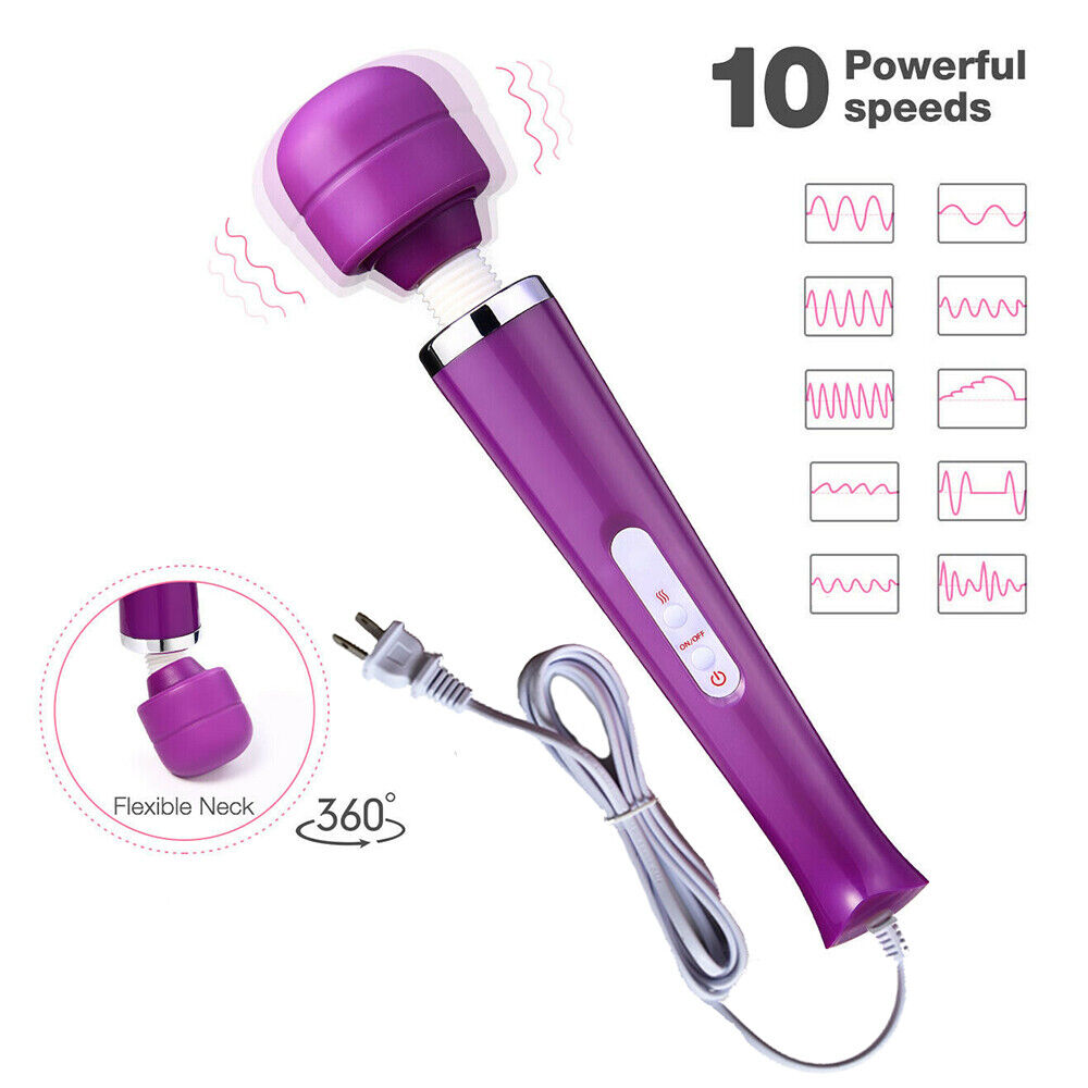 Tutuviw 10 Speeds Wired Powerful Handheld Electric Back Massager with Strong Vibrations, Personal Therapy Massager for Muscle Aches, Sports Recovery, Body Pain (Black) Purple - Image 6