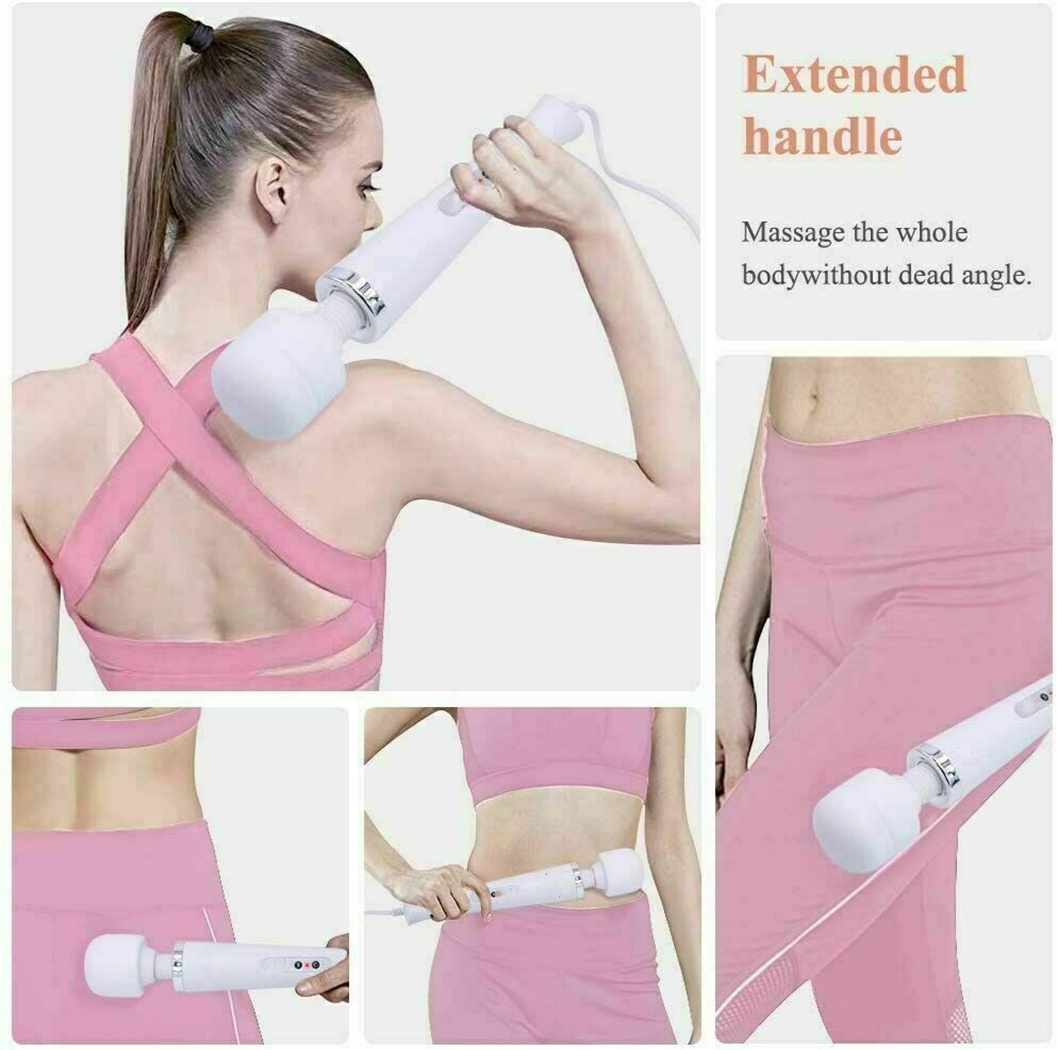 Tutuviw 10 Speeds Wired Powerful Handheld Electric Back Massager with Strong Vibrations, Personal Therapy Massager for Muscle Aches, Sports Recovery, Body Pain (Black) White - Image 2