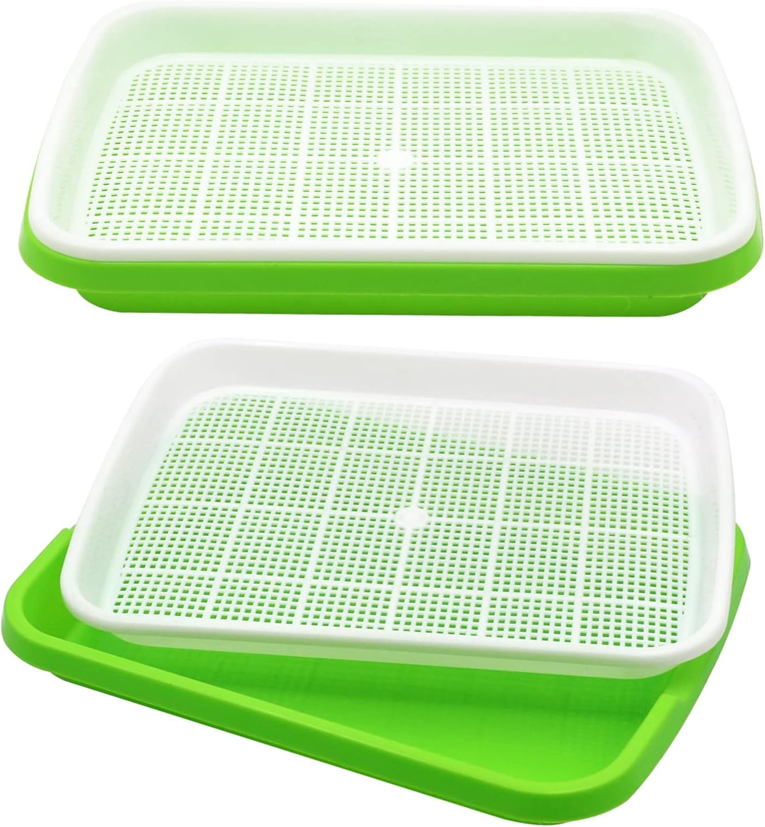 12.8x9.5x1.6 In Green Seed Sprouting Tray with Drain Holes,Microgreens Growing Trays,Growing Trays,seed Germination Propagation Trays for Garden,Home,Office - Image 3