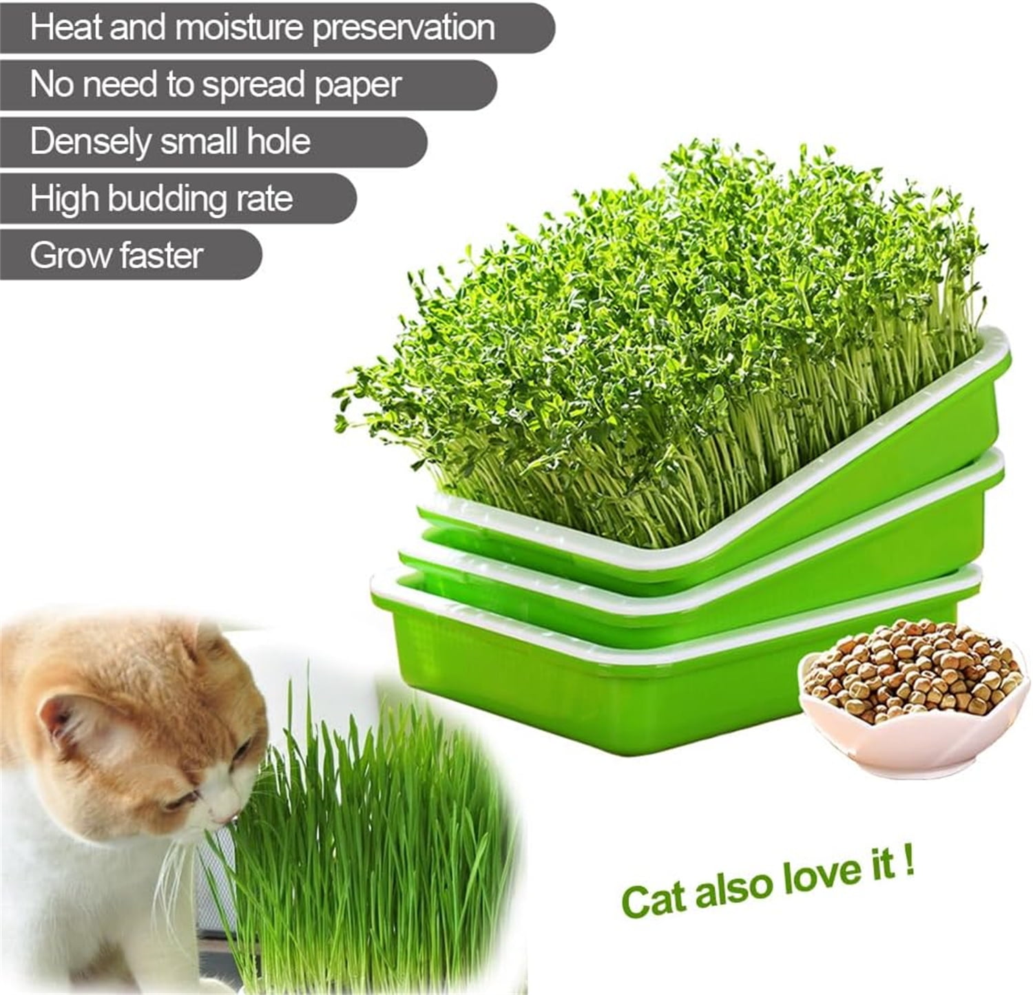 12.8x9.5x1.6 In Green Seed Sprouting Tray with Drain Holes,Microgreens Growing Trays,Growing Trays,seed Germination Propagation Trays for Garden,Home,Office - Image 5