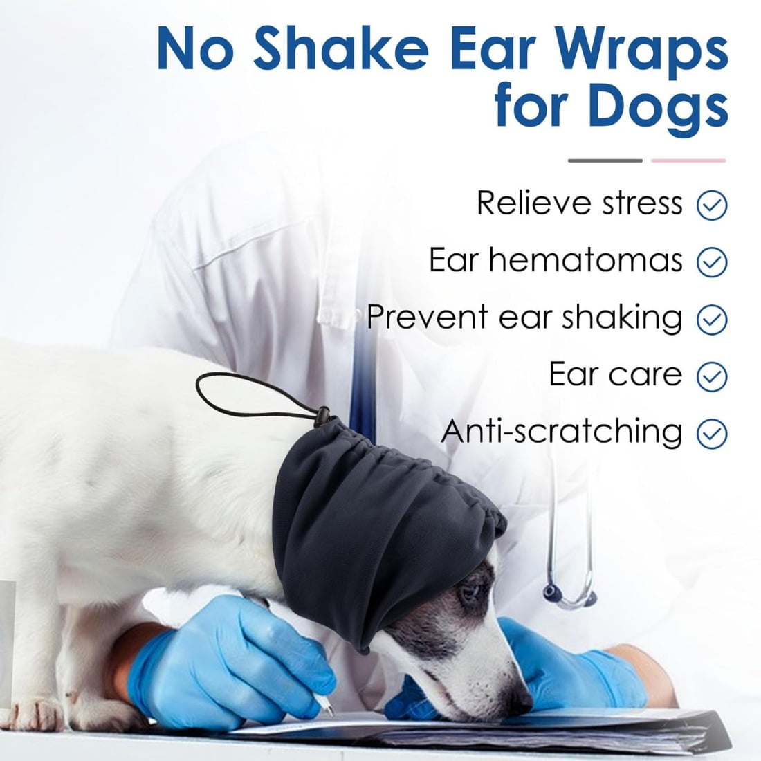 Tingzi Dog Calming Hoodie, No Flap Ear Wraps for Dogs Anxiety Relief, Dog Ear Muffs Noise Protection for Firework, Grooming, Force Drying, Dog Ear Covers Headband for Noise Cancelling, Grey L S Gray - Image 2