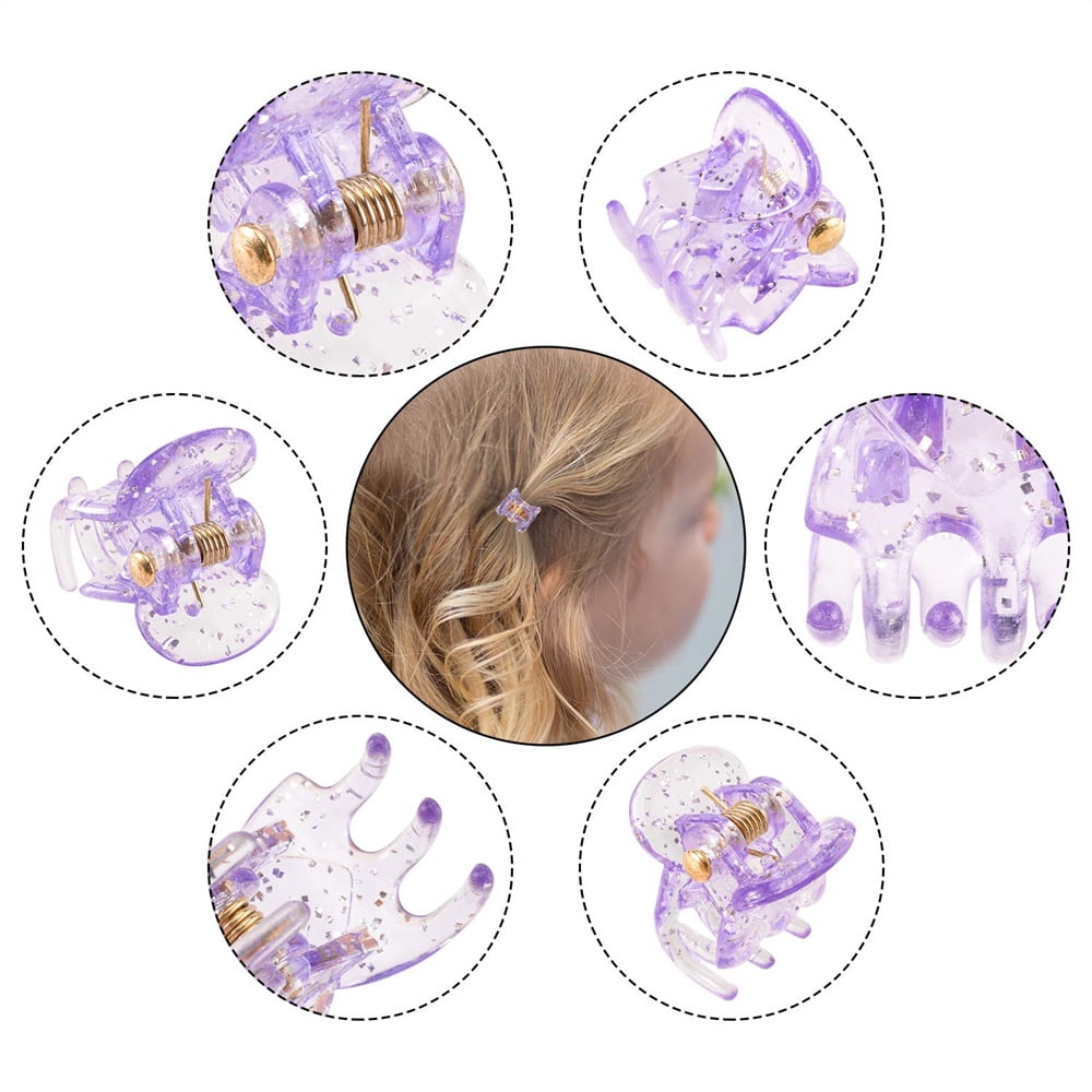 Cute Tiny Hair Clips,Colorful Hair Clips,Mini Glitter Hair Clips,Plastic Claw Clip,Crystal Hair Accessory,Sparkle Clamp for Baby Kids Girls Toddler Women Thin Fine Hair (100PCS) - Image 3