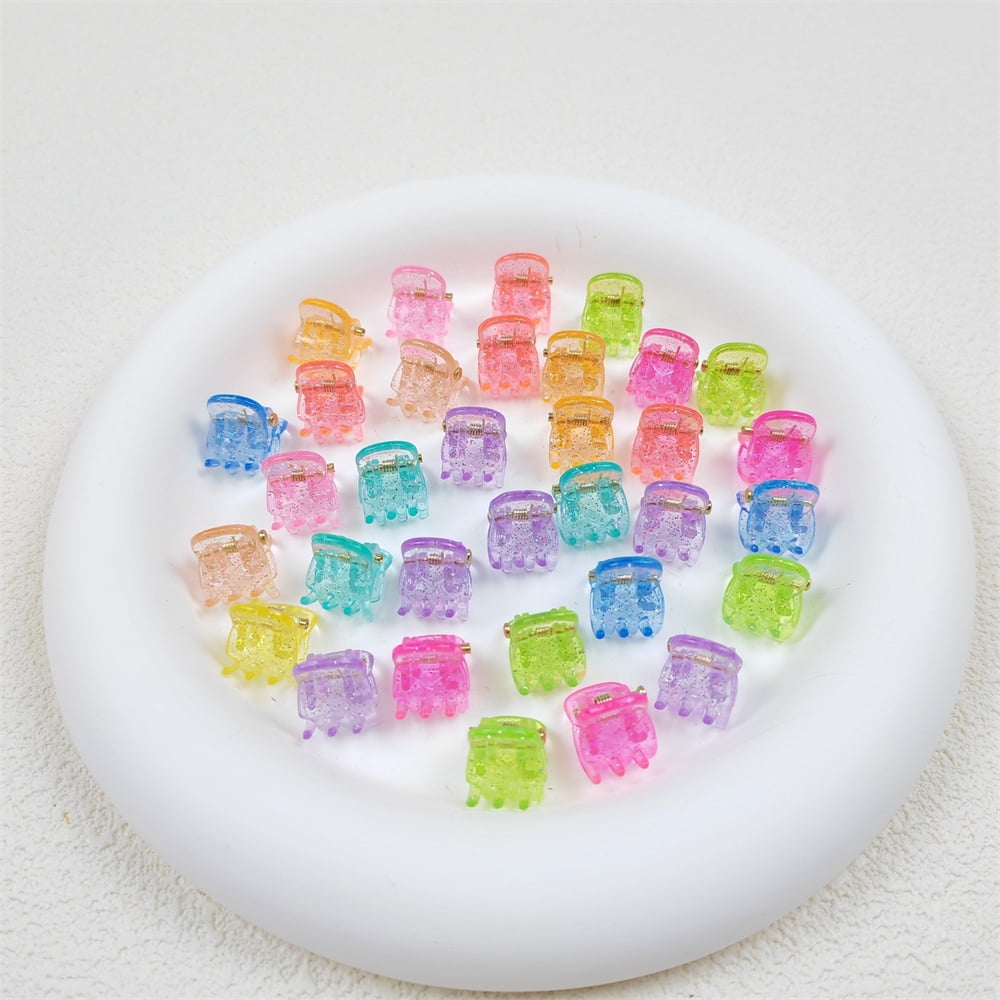 Cute Tiny Hair Clips,Colorful Hair Clips,Mini Glitter Hair Clips,Plastic Claw Clip,Crystal Hair Accessory,Sparkle Clamp for Baby Kids Girls Toddler Women Thin Fine Hair (100PCS) - Image 5