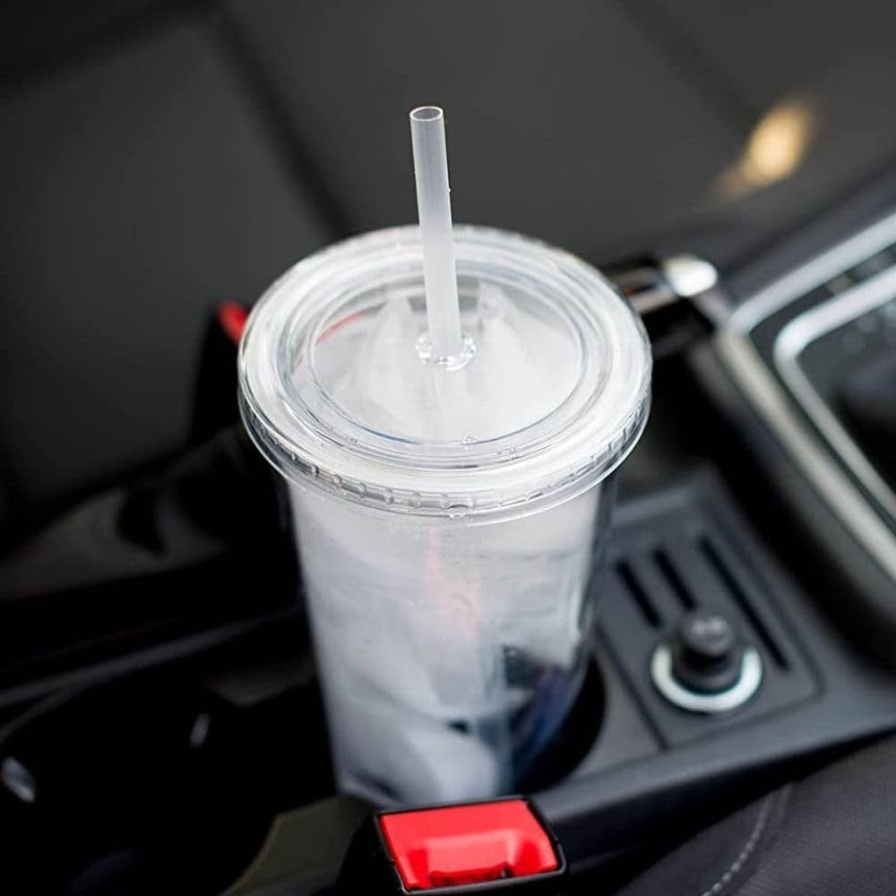 Double Wall Insulated Plastic Cups,Reusable Iced Coffee Cup,Clear Acrylic Tumbler,Cold Drink Tumbler,Portable Drinking Cups,with Straw and Lid,for Home School Office 16oz - Image 5