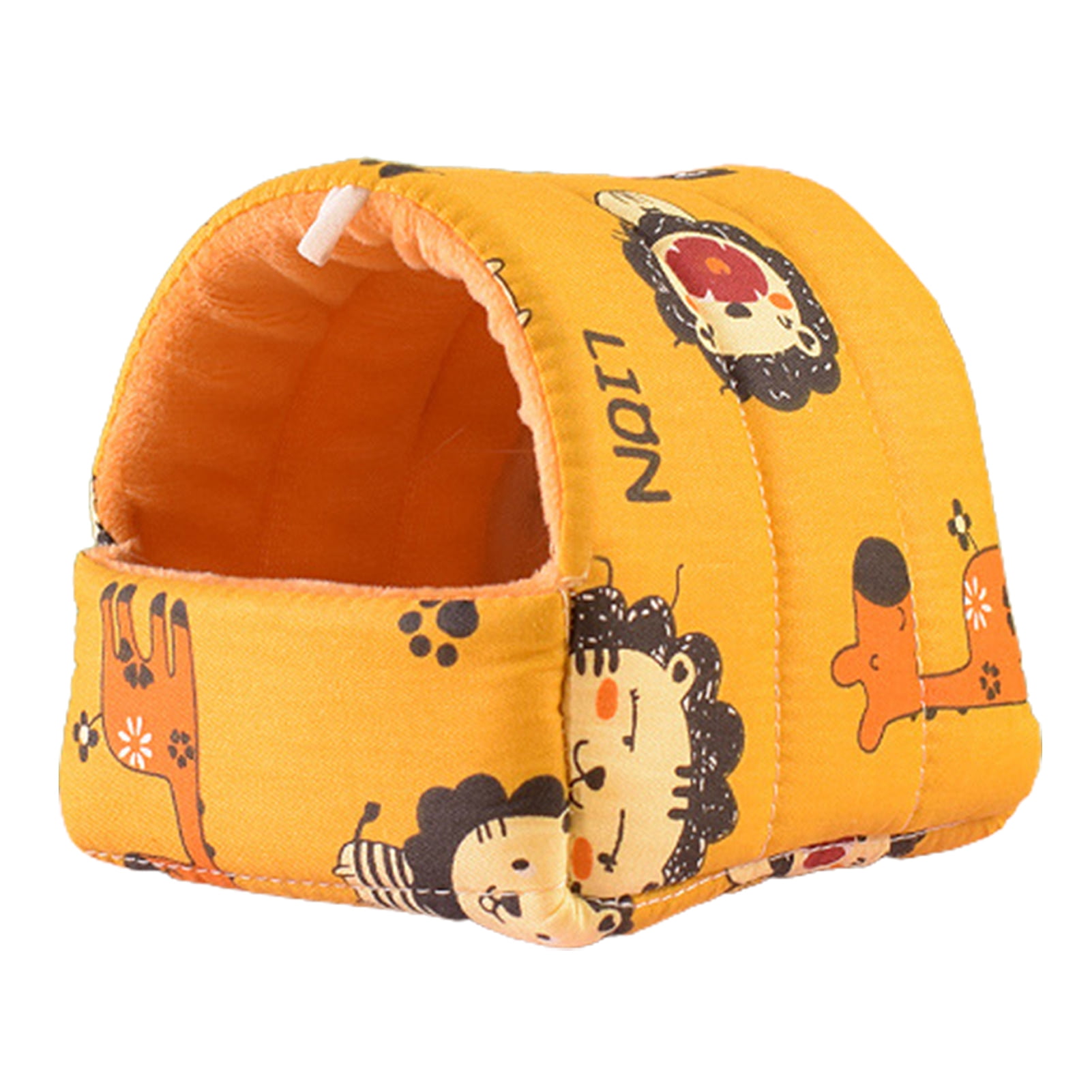 Yirtree Cartoon Pattern Guinea Pig Cave House Bed, Rabbit Squirrel Chinchilla Hamster Hedgehog Nest Hideout, Small Animals Cage Warm Supplies, Machine Washable S Elk Yellow - Image 2