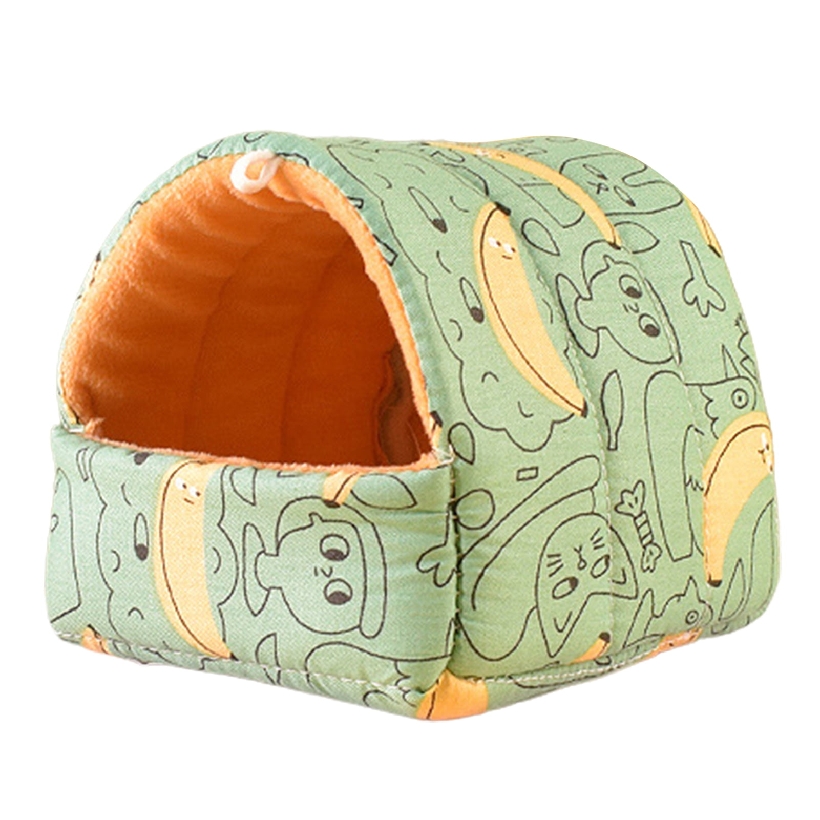 Yirtree Cartoon Pattern Guinea Pig Cave House Bed, Rabbit Squirrel Chinchilla Hamster Hedgehog Nest Hideout, Small Animals Cage Warm Supplies, Machine Washable L Green - Image 2