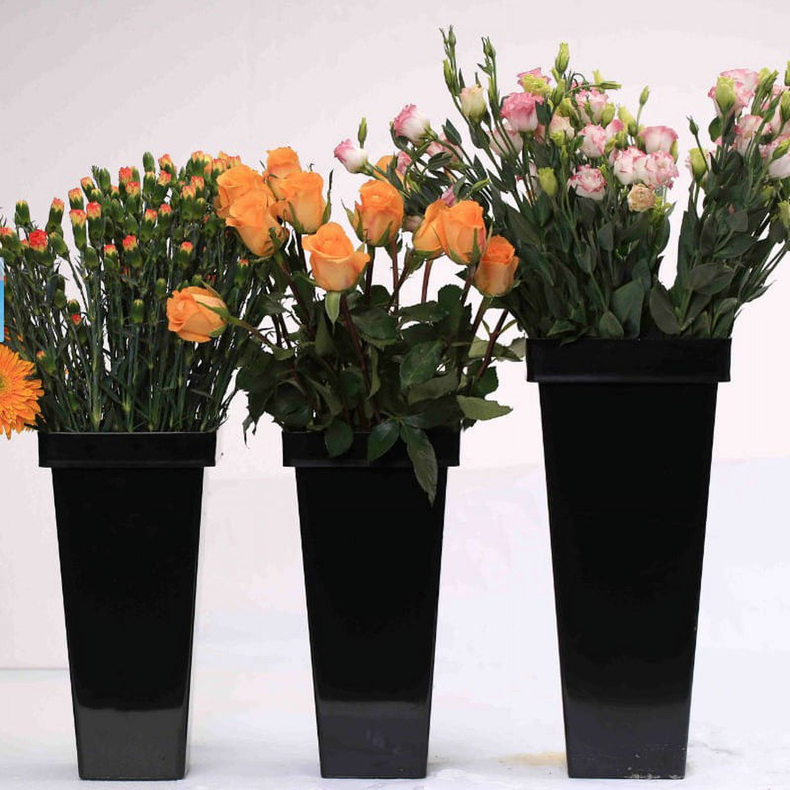 Tutuviw Plastic Flower Vase, Tall Flower Pot Pack of 1, Patio Deck Indoor Outdoor Garden Tree Planters 13.4 Inch (White) 4pcs-Black - Image 5
