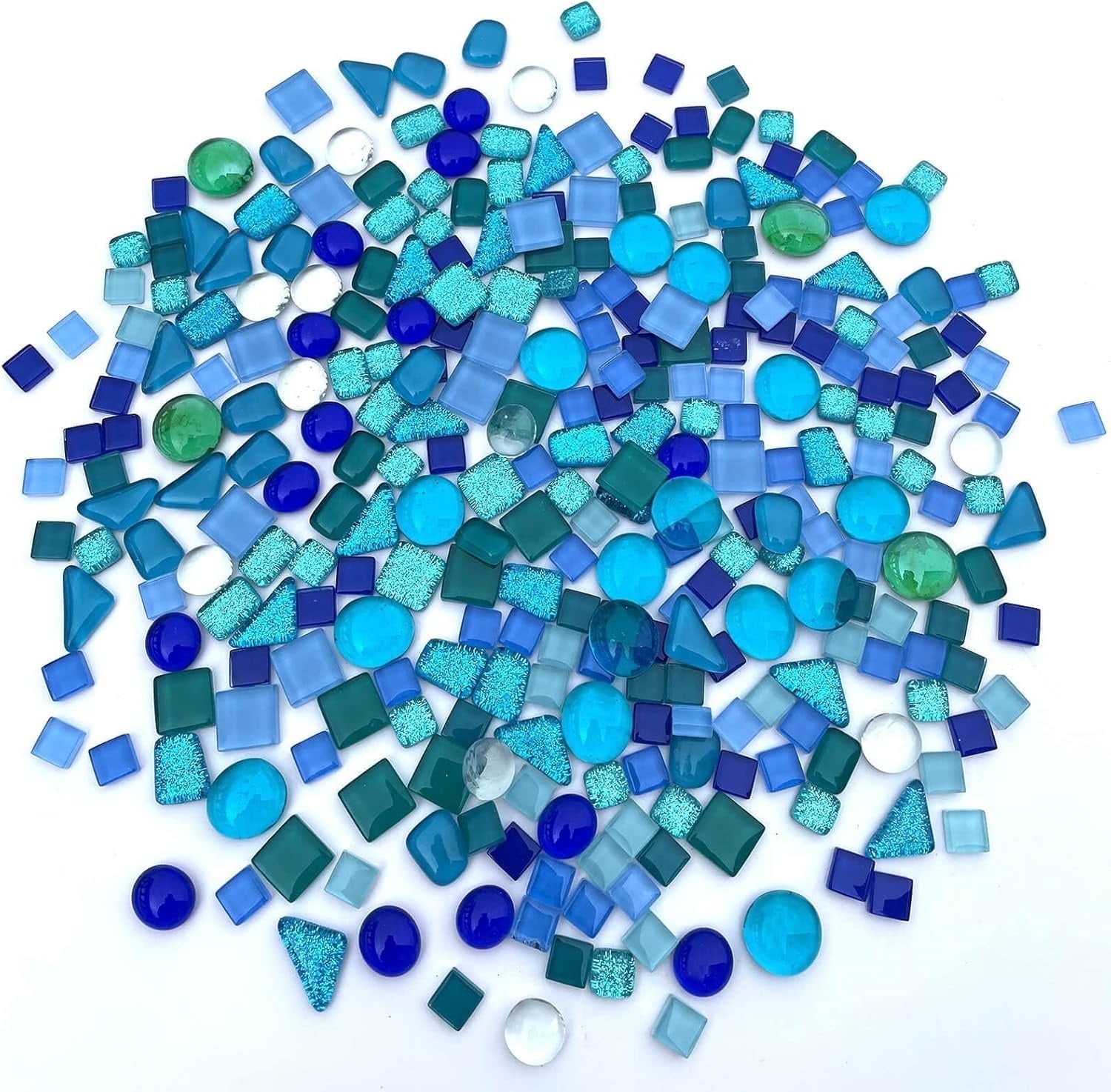 0.55 LB Blue Mixed Irregular Crystal Glass Mosaic Tiles,Blue Mosaic Glass Tiles Pieces Glitter,Tiny Mosaic Tile for Art Crafts,Mosaic Making Projects,Home Decor - Image 1
