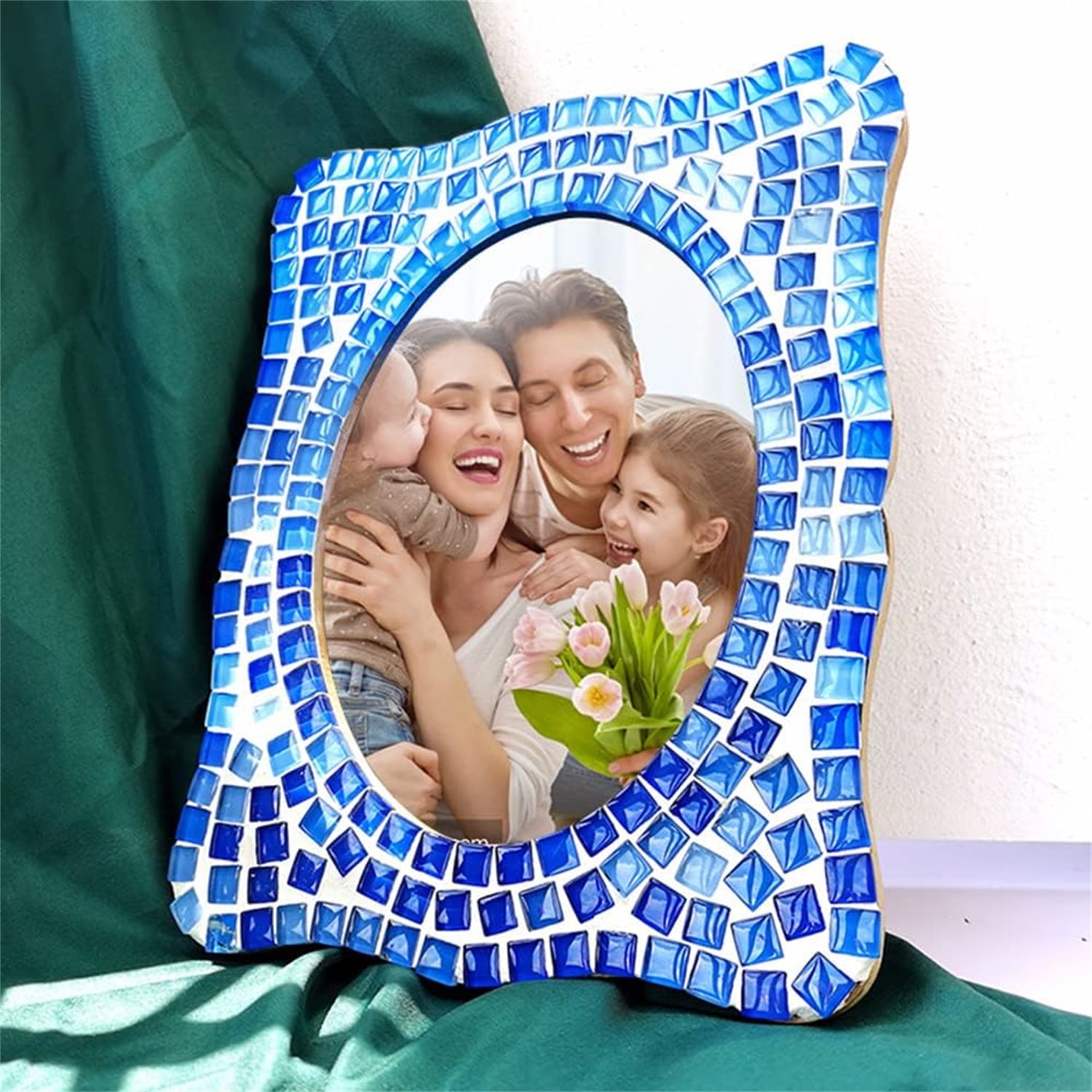 0.55 LB Blue Mixed Irregular Crystal Glass Mosaic Tiles,Blue Mosaic Glass Tiles Pieces Glitter,Tiny Mosaic Tile for Art Crafts,Mosaic Making Projects,Home Decor - Image 6