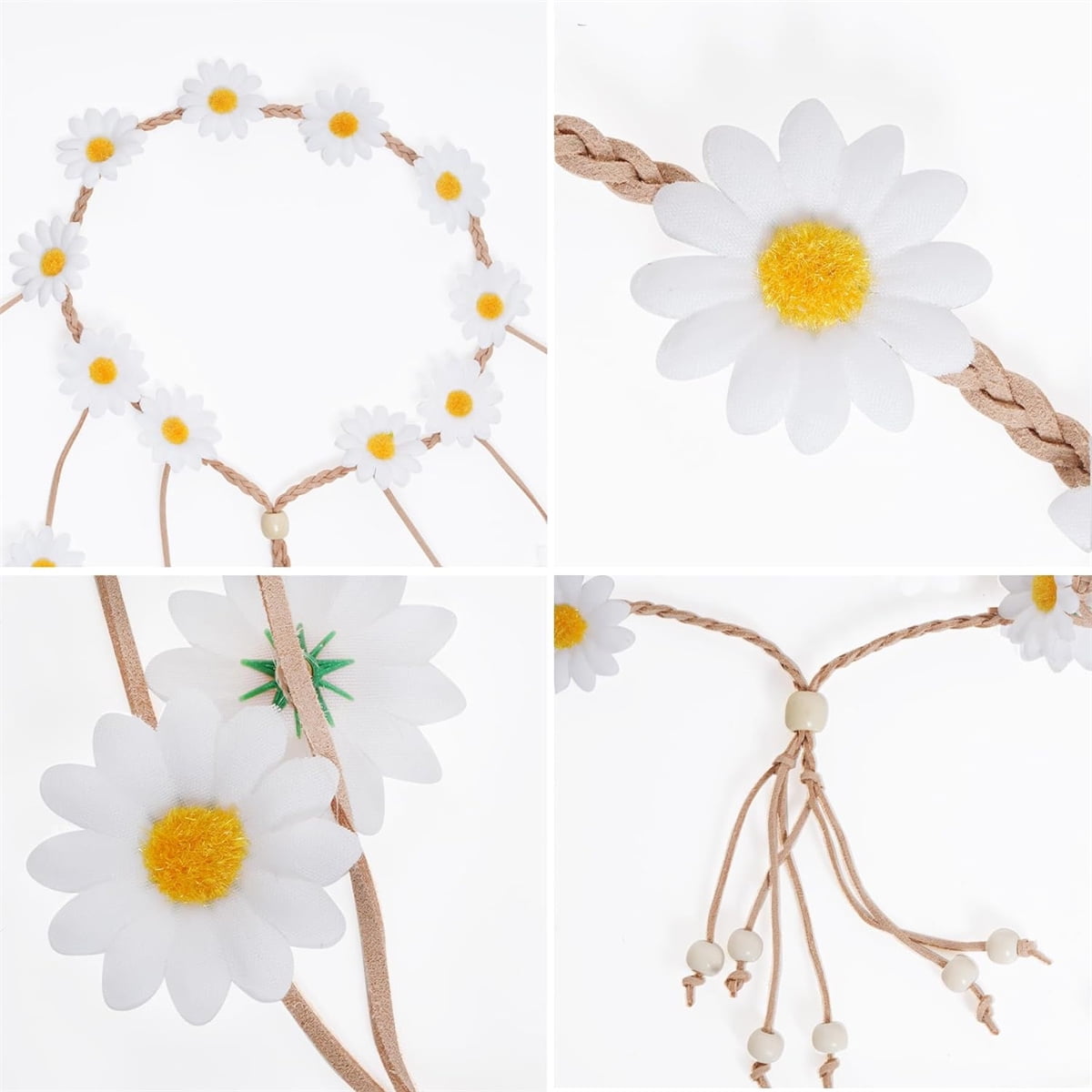 Tutuviw Sunflower Headband, 2 Pcs Adjustable Headband or Crown, Hair Accessories, Costume Headwear for Women and People Attending Special Occasions, Wedding Party, Multicolor Beige, Purple - Image 7