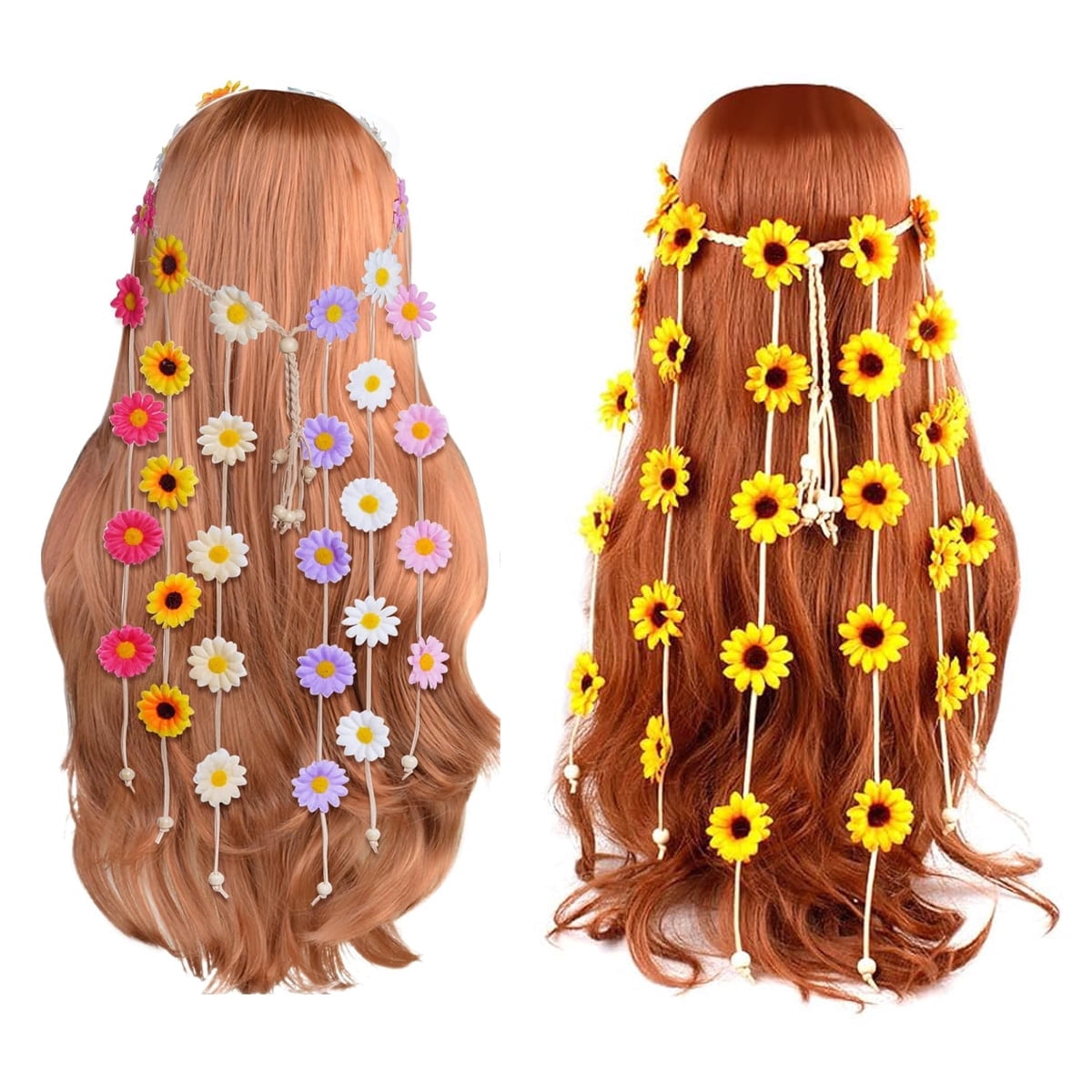 Tutuviw Sunflower Headband, 2 Pcs Adjustable Headband or Crown, Hair Accessories, Costume Headwear for Women and People Attending Special Occasions, Wedding Party Multicolor - Image 1