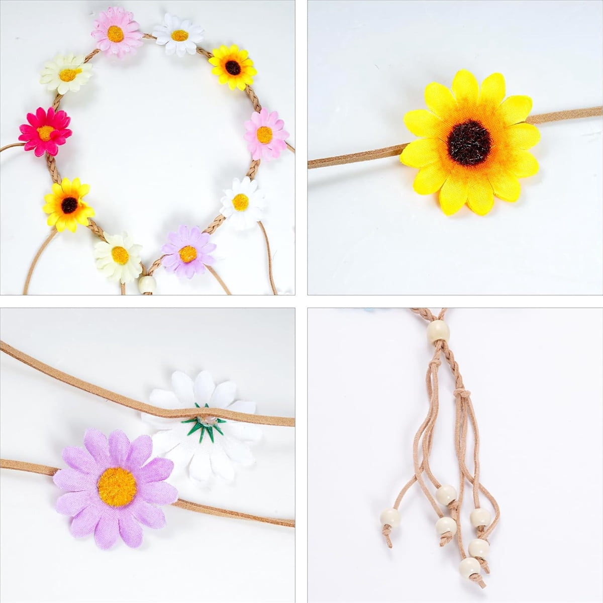 Tutuviw Sunflower Headband, 2 Pcs Adjustable Headband or Crown, Hair Accessories, Costume Headwear for Women and People Attending Special Occasions, Wedding Party Multicolor - Image 3