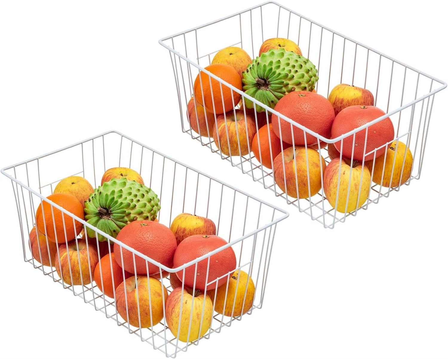 2Pcs Wire Storage Baskets,Metal Storage Basket for Organizing,White Wire Storage Freezer Baskets for Closet,Bedroom,Bathroom,Office - Image 6