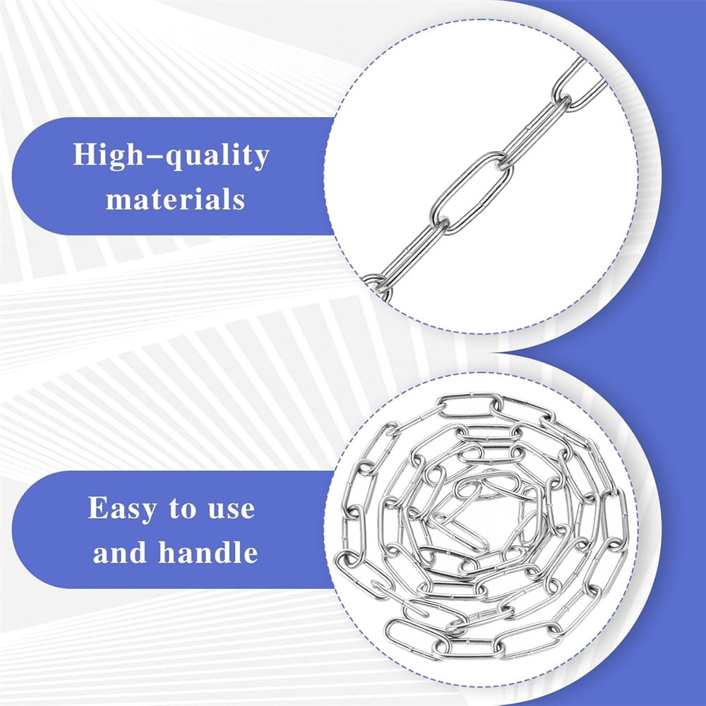 13.1 feet Stainless Steel Coil Chain Link,QZS Metal Safety Chain,Proof Coil Chain Links,Heavy Duty Chain Links,Long Durable Links for Hanging Plant, Hanging Clothes,Shade Sail Set of 4 - Image 2