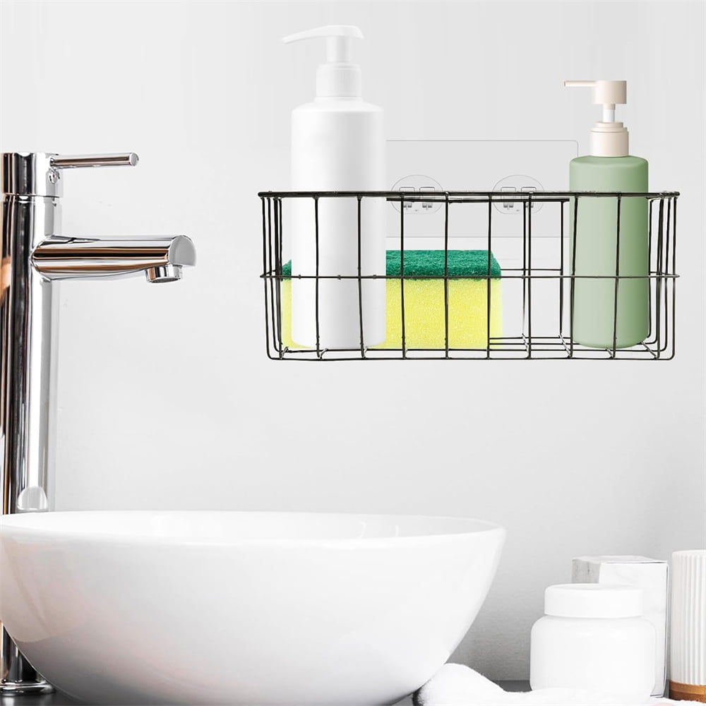 QZS 12Pack Transparent Shelf Adhesion Stickers,Shower Caddy Adhesive Hooks,Waterproof Corner Wall Hooks,No Drilling Sticky Hanging Hooks,Organizer Accessories Set for Kitchen Bathroom Toilet - Image 2