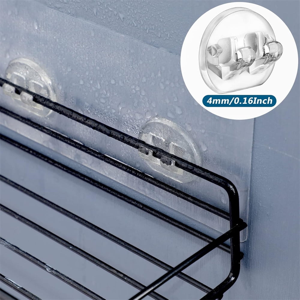 QZS 12Pack Transparent Shelf Adhesion Stickers,Shower Caddy Adhesive Hooks,Waterproof Corner Wall Hooks,No Drilling Sticky Hanging Hooks,Organizer Accessories Set for Kitchen Bathroom Toilet - Image 3