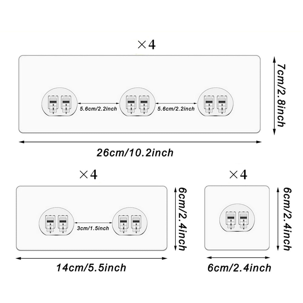 QZS 12Pack Transparent Shelf Adhesion Stickers,Shower Caddy Adhesive Hooks,Waterproof Corner Wall Hooks,No Drilling Sticky Hanging Hooks,Organizer Accessories Set for Kitchen Bathroom Toilet - Image 6