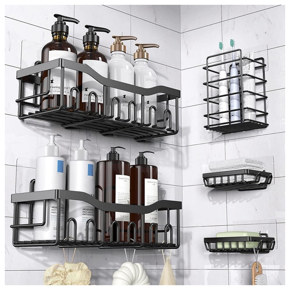 QZS 12Pack Transparent Shelf Adhesion Stickers,Shower Caddy Adhesive Hooks,Waterproof Corner Wall Hooks,No Drilling Sticky Hanging Hooks,Organizer Accessories Set for Kitchen Bathroom Toilet - Image 7
