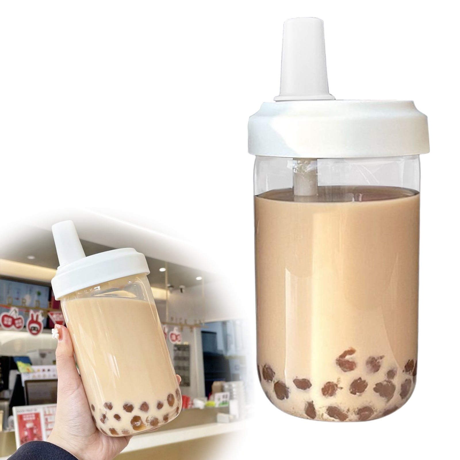Uanit Reusable Boba Cup for Bubble Tea Boba Tea Cup with Lid and Straw, Leakproof Kawaii Cup, Bubble Tea Cup, Smoothie Tumbler, Insulated, Reusable Straw for Boba Pearls, Boba Gift A Pink - Image 2
