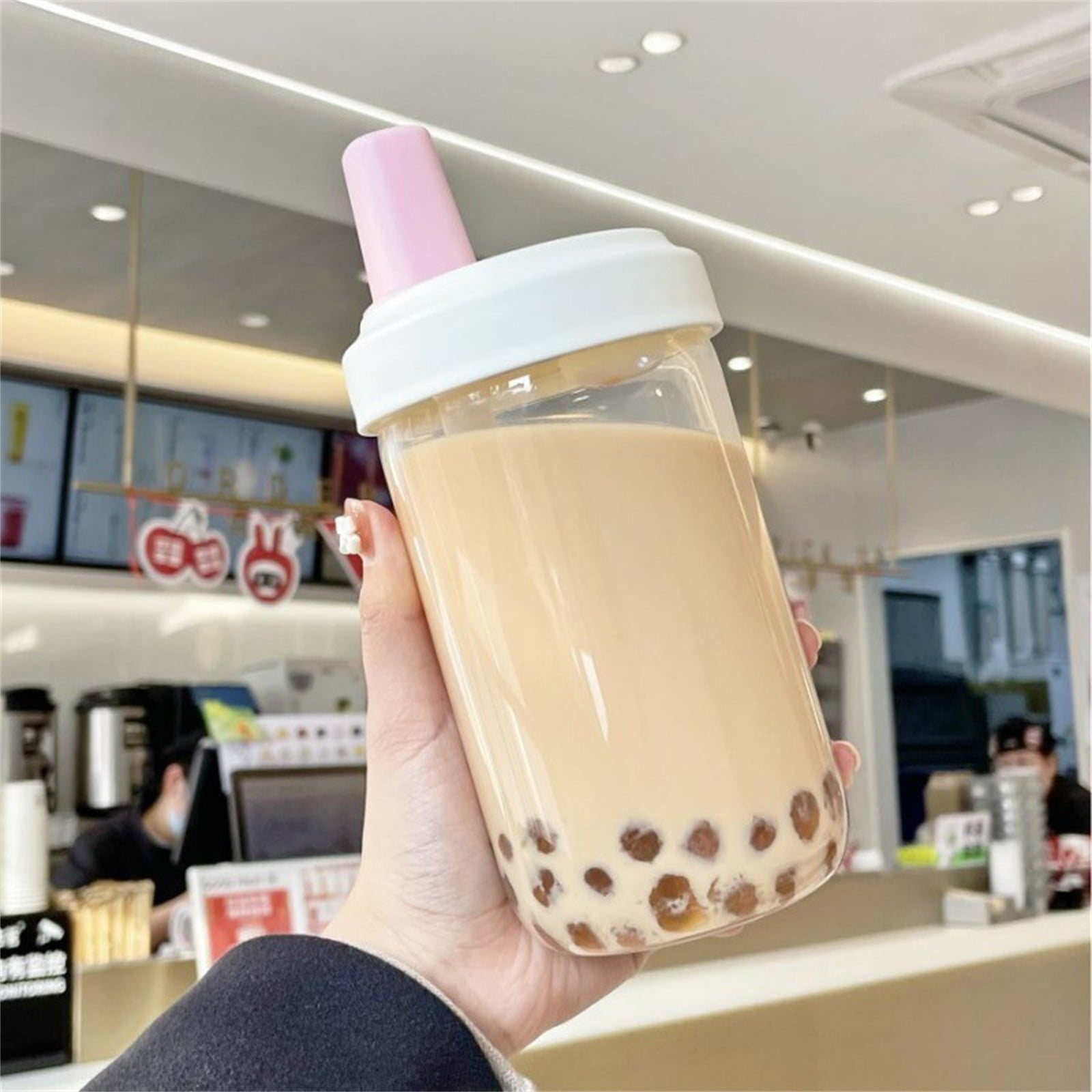 Uanit Reusable Boba Cup for Bubble Tea Boba Tea Cup with Lid and Straw, Leakproof Kawaii Cup, Bubble Tea Cup, Smoothie Tumbler, Insulated, Reusable Straw for Boba Pearls, Boba Gift A Pink - Image 7