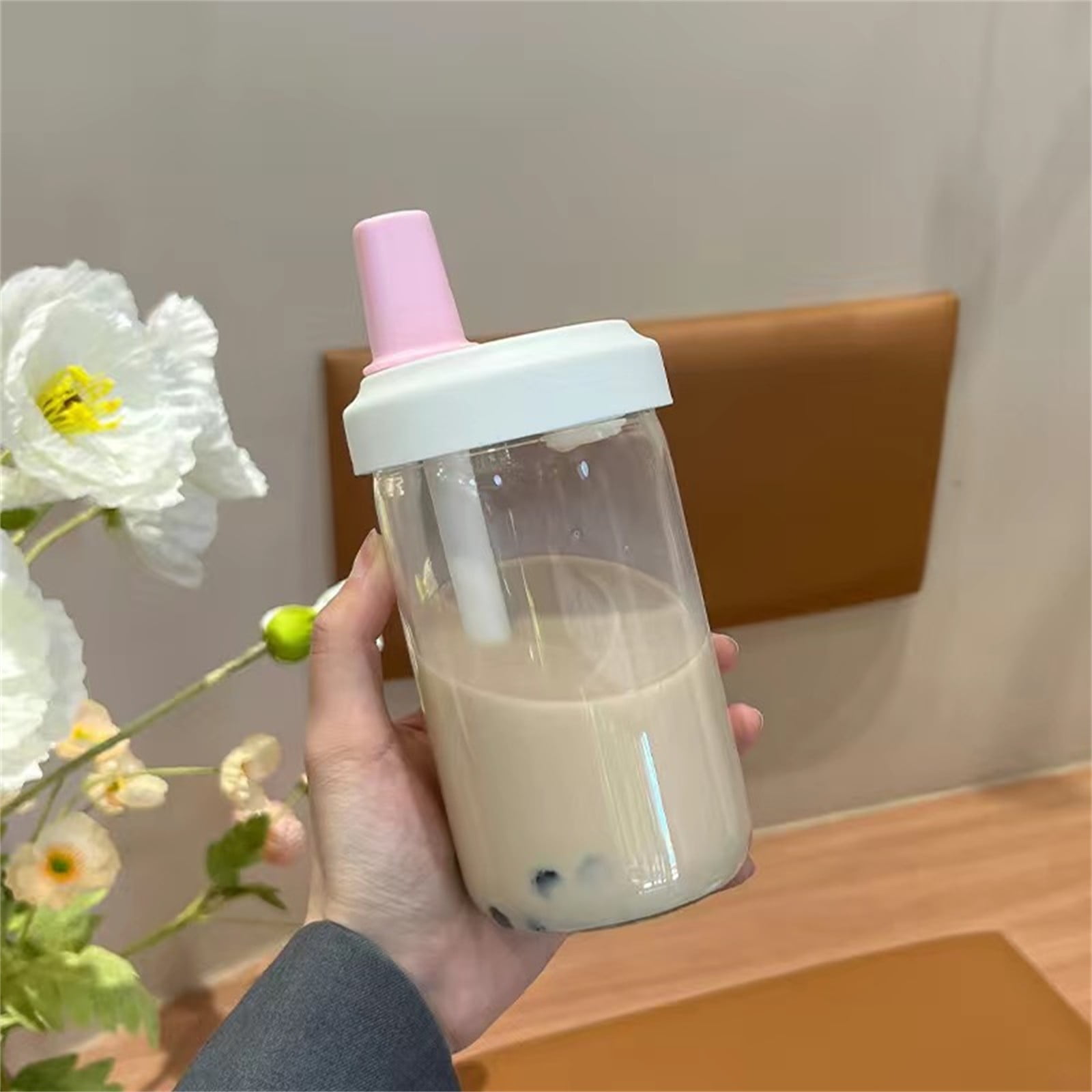 Uanit Reusable Boba Cup for Bubble Tea Boba Tea Cup with Lid and Straw, Leakproof Kawaii Cup, Bubble Tea Cup, Smoothie Tumbler, Insulated, Reusable Straw for Boba Pearls, Boba Gift A Pink - Image 8