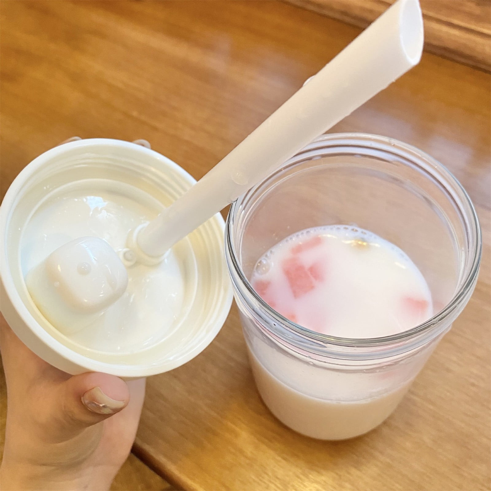 Uanit Reusable Boba Cup for Bubble Tea Boba Tea Cup with Lid and Straw, Leakproof Kawaii Cup, Bubble Tea Cup, Smoothie Tumbler, Insulated, Reusable Straw for Boba Pearls, Boba Gift A White - Image 4