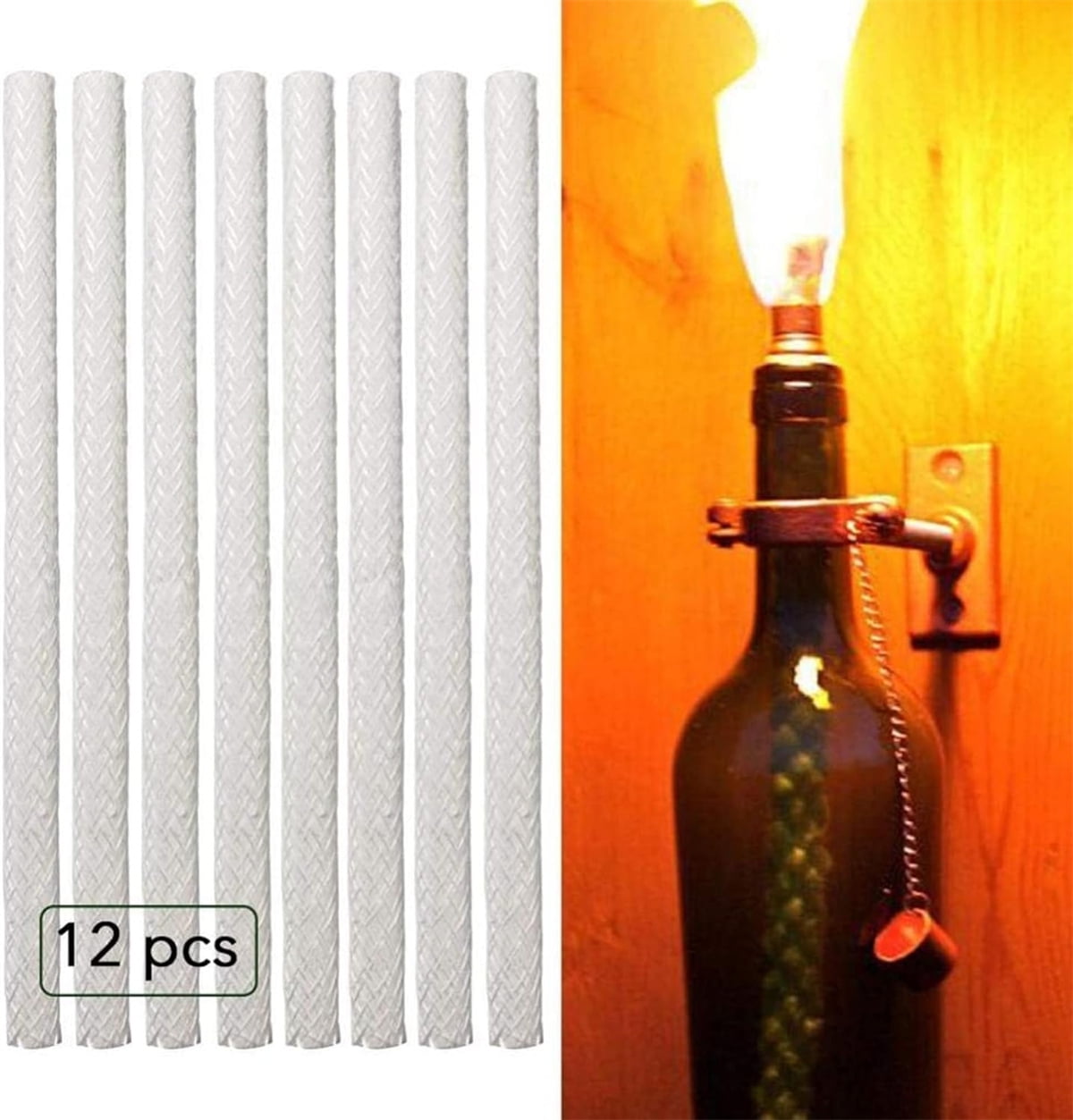 QZS 12 Pcs Replacement Torches Wicks, Long Life Fiberglass Replacement Wicks, Wicks for DIY Bottles Oil Lamp, Outside Lanterns, Garden Lights Alcohol Wick Indoor Decor (10 inch) - Image 5