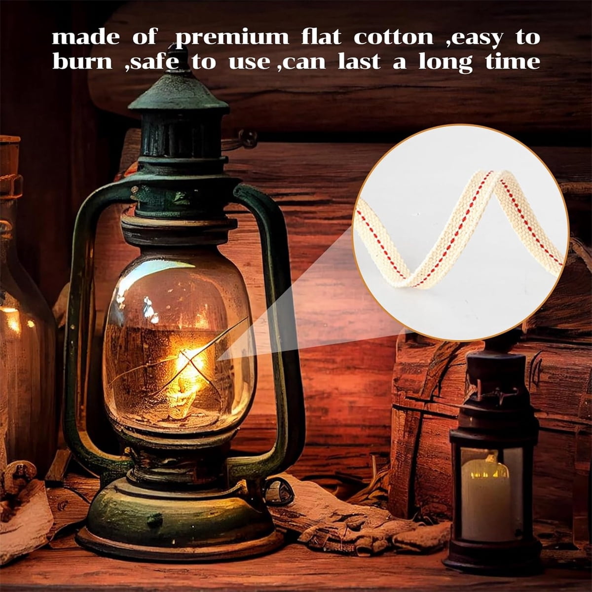 GIXUSIL 26.25 Feet Flat Wide, Oil Lamp Wick, Oil Burner Wick, Cotton Replacement Lanterns Wick with Red Stitch for Kerosene Paraffin Burner Lighting, Lantern Oil Burner, 4 Rolls 32.8' - Image 4