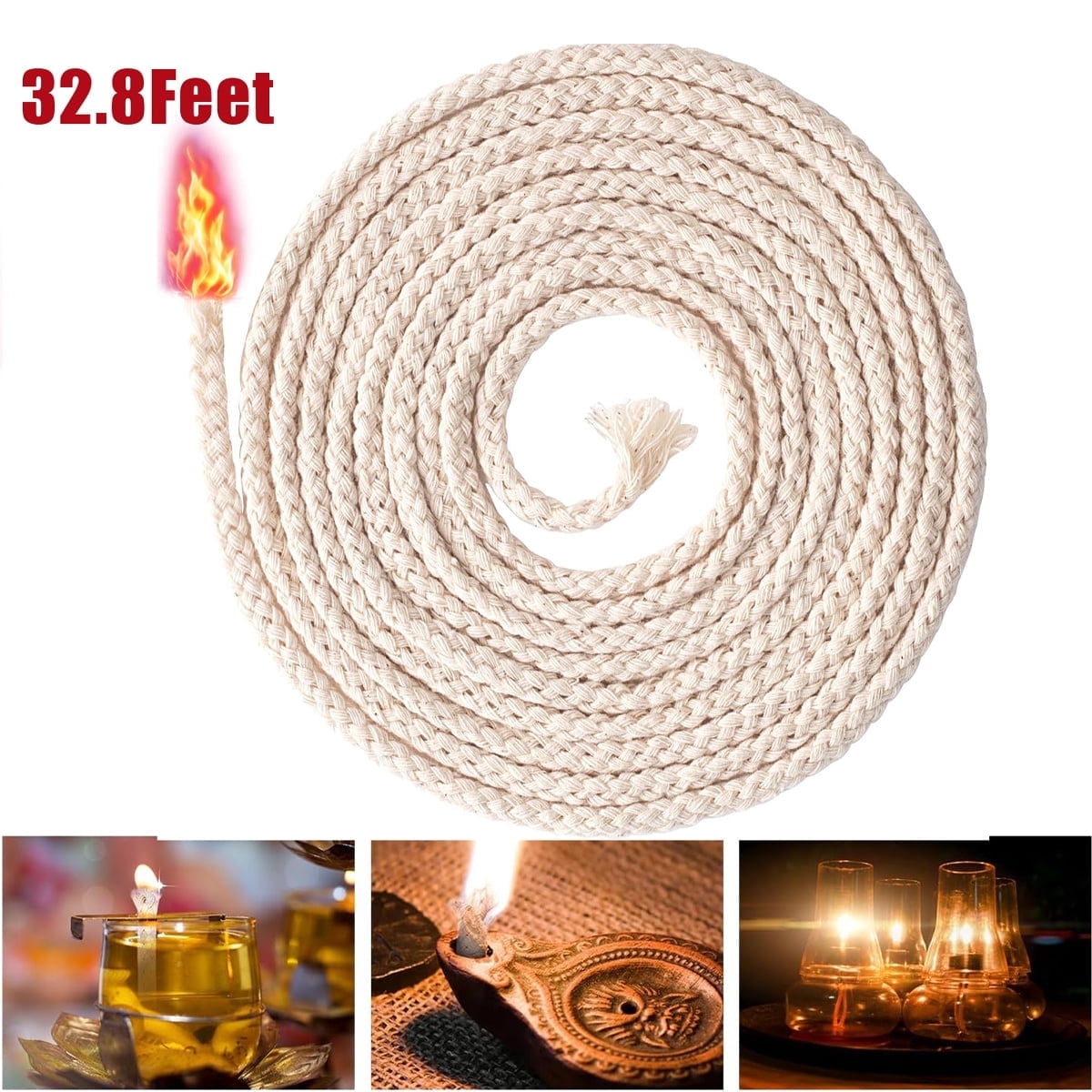 GIXUSIL 26.25 Feet Flat Wide, Oil Lamp Wick, Oil Burner Wick, Cotton Replacement Lanterns Wick with Red Stitch for Kerosene Paraffin Burner Lighting, Lantern Oil Burner, 4 Rolls 26.25' - Image 1