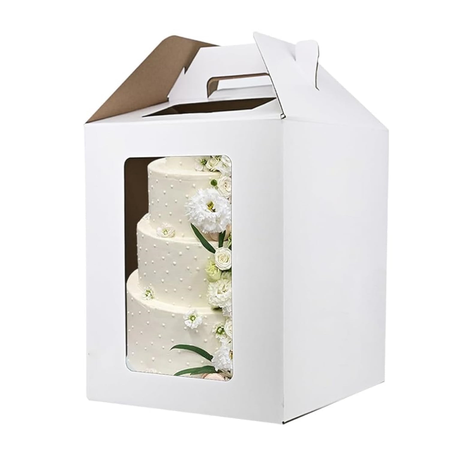 Large Tall Cake Boxes,Disposable Layer Tall Cake Carrier with Window,White Cake Packaging Box,Portable Cake Box,Tier Cake Take Out Transport Containers,for Birthday Wedding Christmas 10