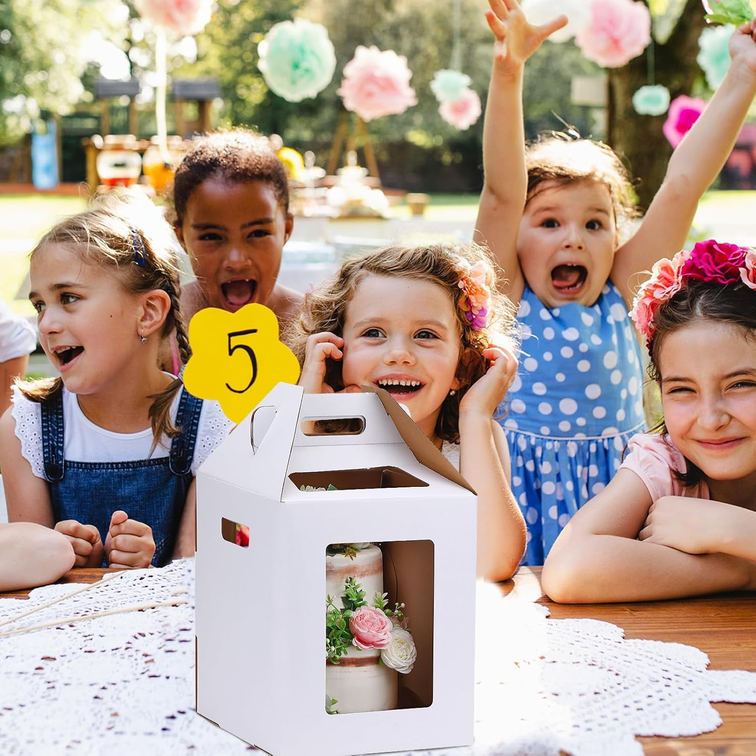 Large Tall Cake Boxes,Disposable Layer Tall Cake Carrier with Window,White Cake Packaging Box,Portable Cake Box,Tier Cake Take Out Transport Containers,for Birthday Wedding Christmas 10