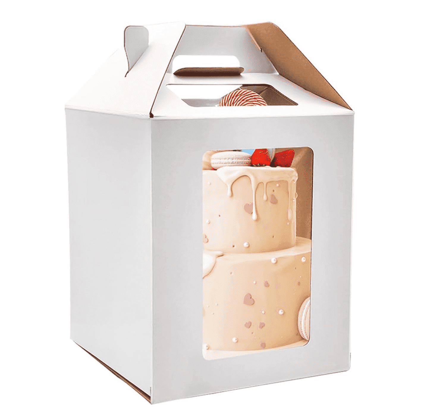 Large Tall Cake Boxes,Disposable Layer Tall Cake Carrier with Window,White Cake Packaging Box,Portable Cake Box,Tier Cake Take Out Transport Containers,for Birthday Wedding Christmas 12