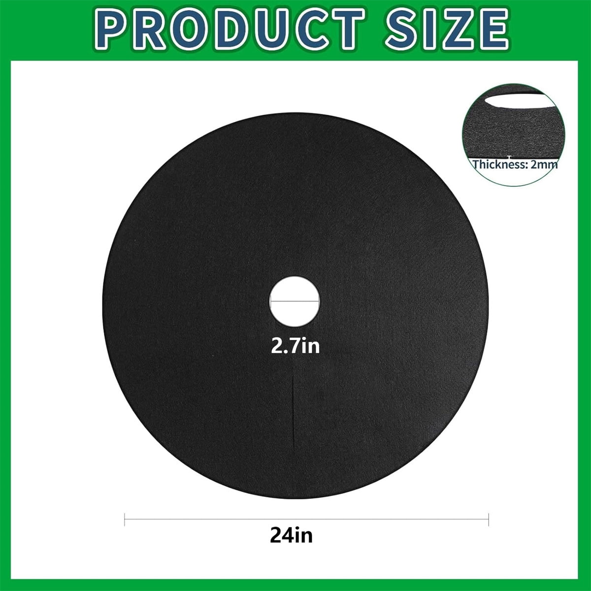 Tutuviw Non Woven Tree Ring, 24.4 inches Round Tree Base Weed Barrier Fabric Cover, Degradable and Reusable Tree Mulch Ring for Landscaping Weed Control, Root Protection Mat - Image 2