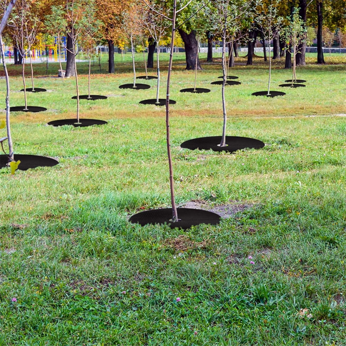 Tutuviw Non Woven Tree Ring, 24.4 inches Round Tree Base Weed Barrier Fabric Cover, Degradable and Reusable Tree Mulch Ring for Landscaping Weed Control, Root Protection Mat - Image 7