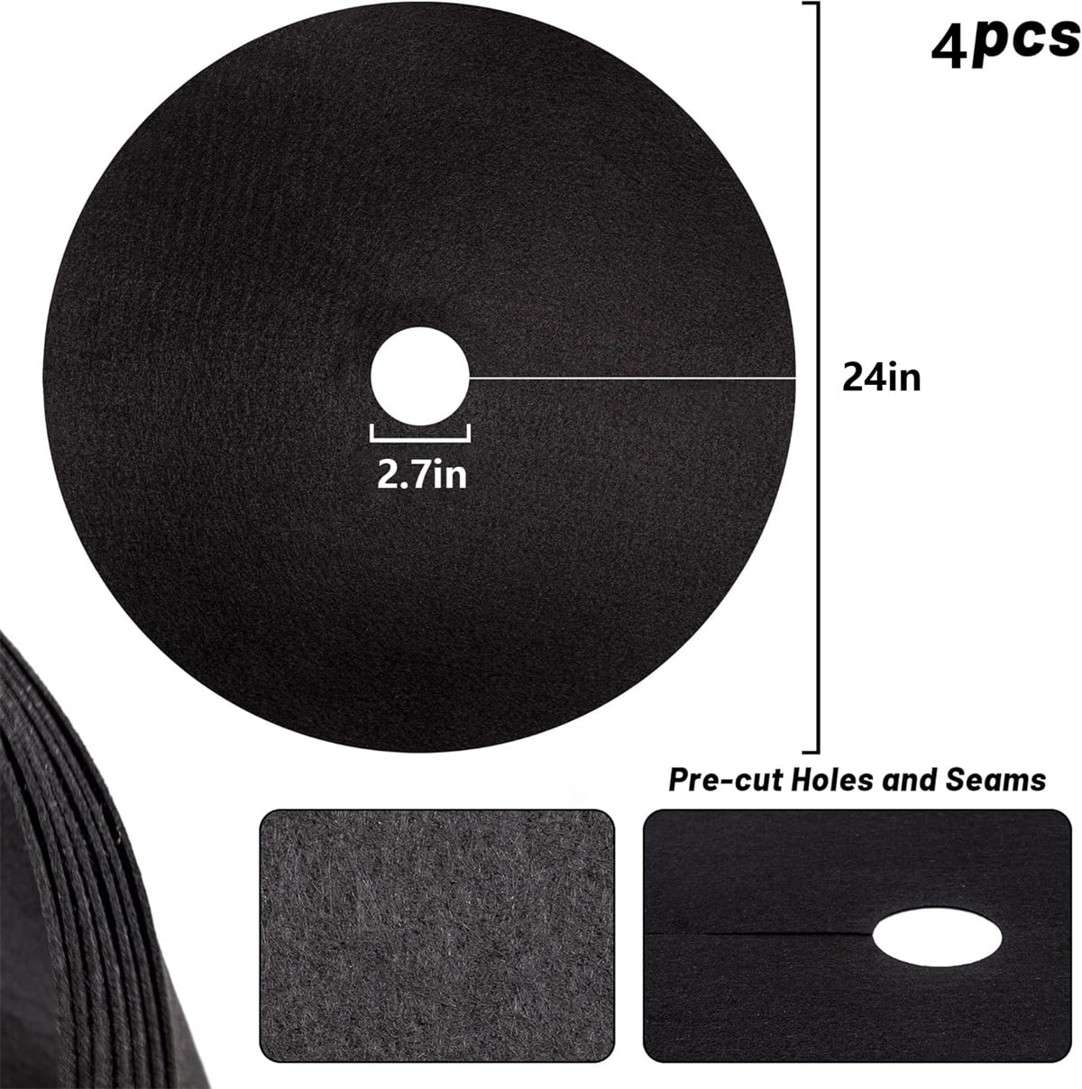 Tutuviw Non Woven Tree Ring, 24.4 inches Round Tree Base Weed Barrier Fabric Cover, Degradable and Reusable Tree Mulch Ring for Landscaping Weed Control, Root Protection Mat & Staples - Image 2