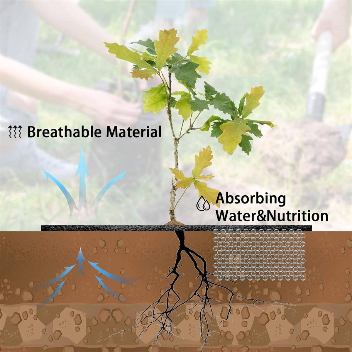 Tutuviw Non Woven Tree Ring, 24.4 inches Round Tree Base Weed Barrier Fabric Cover, Degradable and Reusable Tree Mulch Ring for Landscaping Weed Control, Root Protection Mat & Staples - Image 3