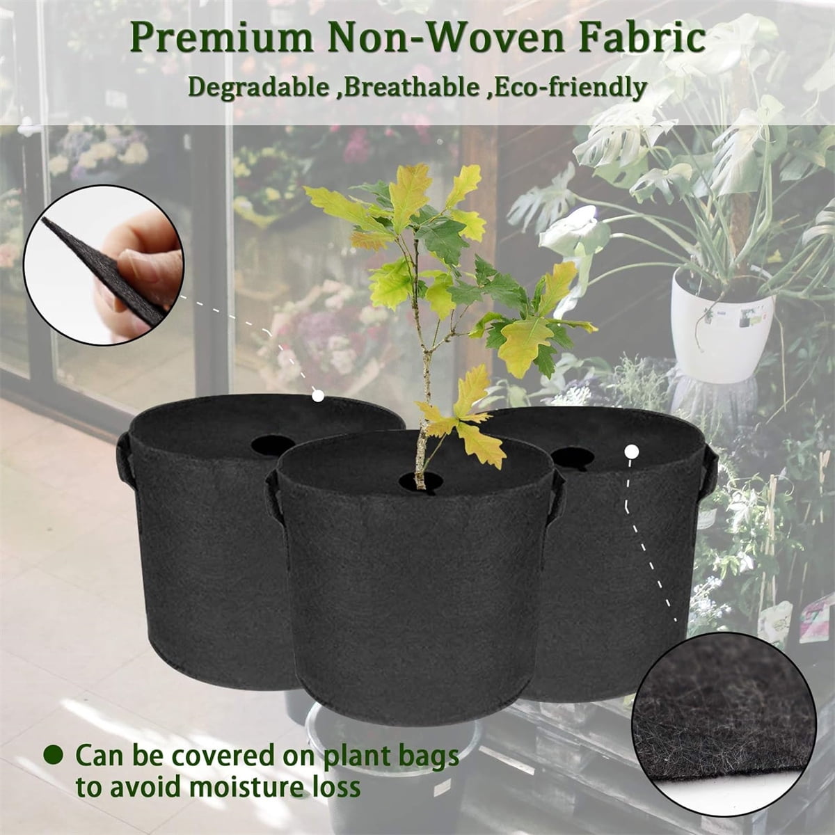 Tutuviw Non Woven Tree Ring, 24.4 inches Round Tree Base Weed Barrier Fabric Cover, Degradable and Reusable Tree Mulch Ring for Landscaping Weed Control, Root Protection Mat & Staples - Image 4