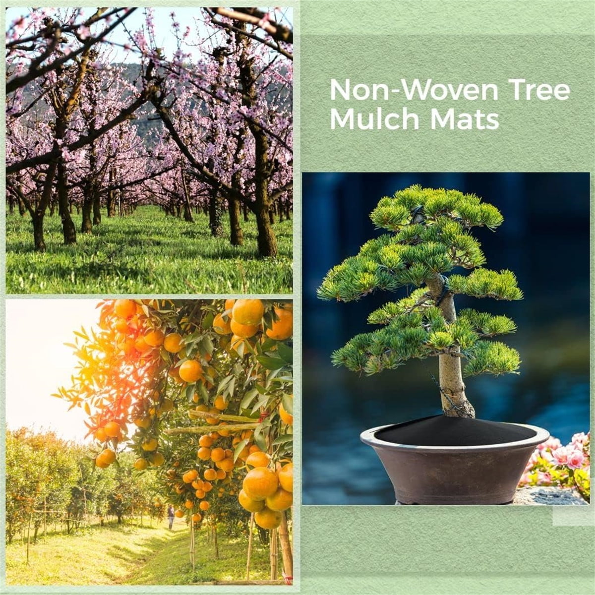 Tutuviw Non Woven Tree Ring, 24.4 inches Round Tree Base Weed Barrier Fabric Cover, Degradable and Reusable Tree Mulch Ring for Landscaping Weed Control, Root Protection Mat & Staples - Image 6