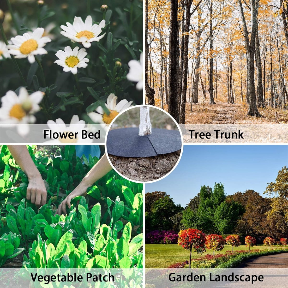 Tutuviw Non Woven Tree Ring, 24.4 inches Round Tree Base Weed Barrier Fabric Cover, Degradable and Reusable Tree Mulch Ring for Landscaping Weed Control, Root Protection Mat & Staples - Image 7