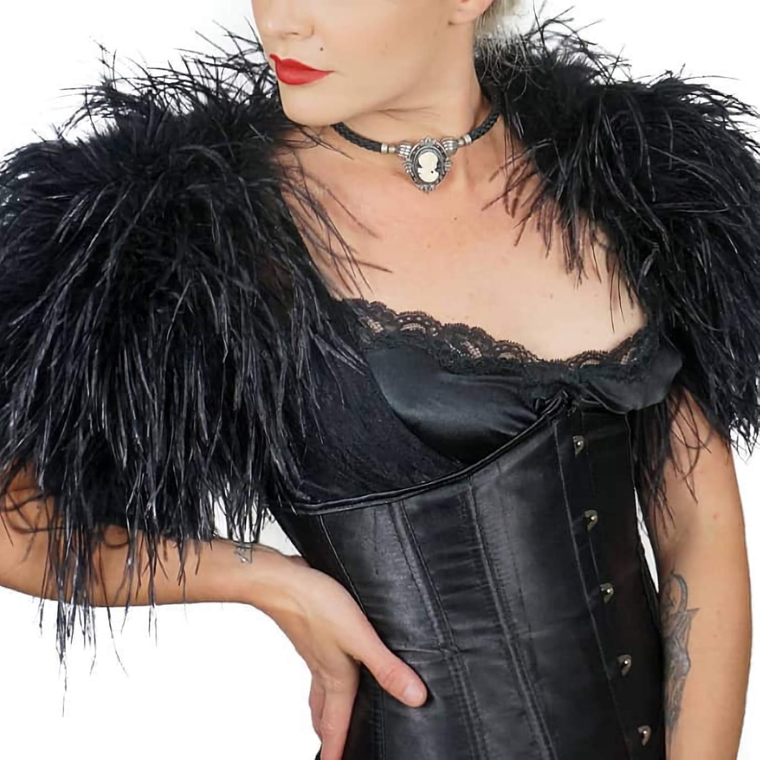 Black Ostrich Feathers Trim,78.7Inx3.15-4.3In Wide Ostrich Feathers Sewing Fringe Trim Ribbon for Latin,Masquerade Decoration Black - Image 4