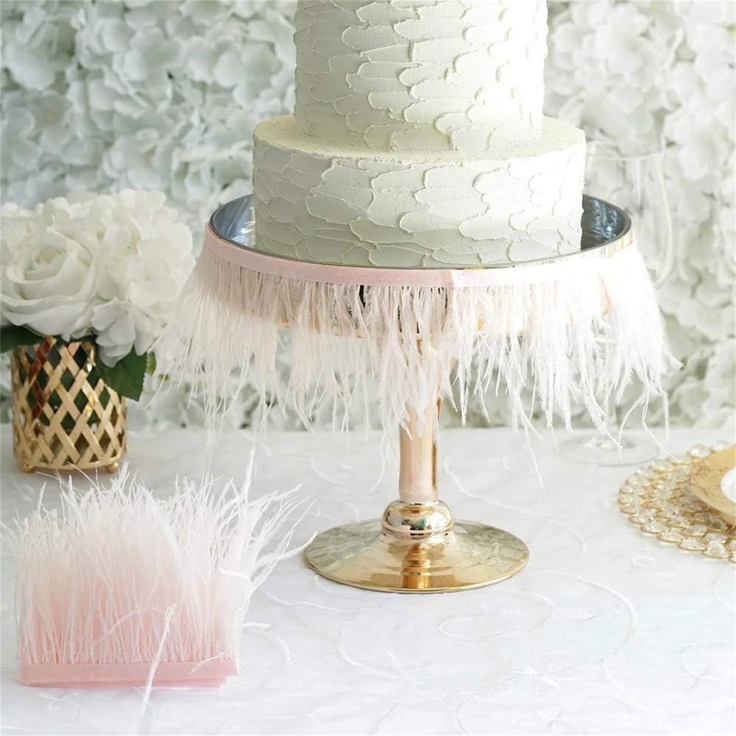 Black Ostrich Feathers Trim,78.7Inx3.15-4.3In Wide Ostrich Feathers Sewing Fringe Trim Ribbon for Latin,Masquerade Decoration Pink - Image 4
