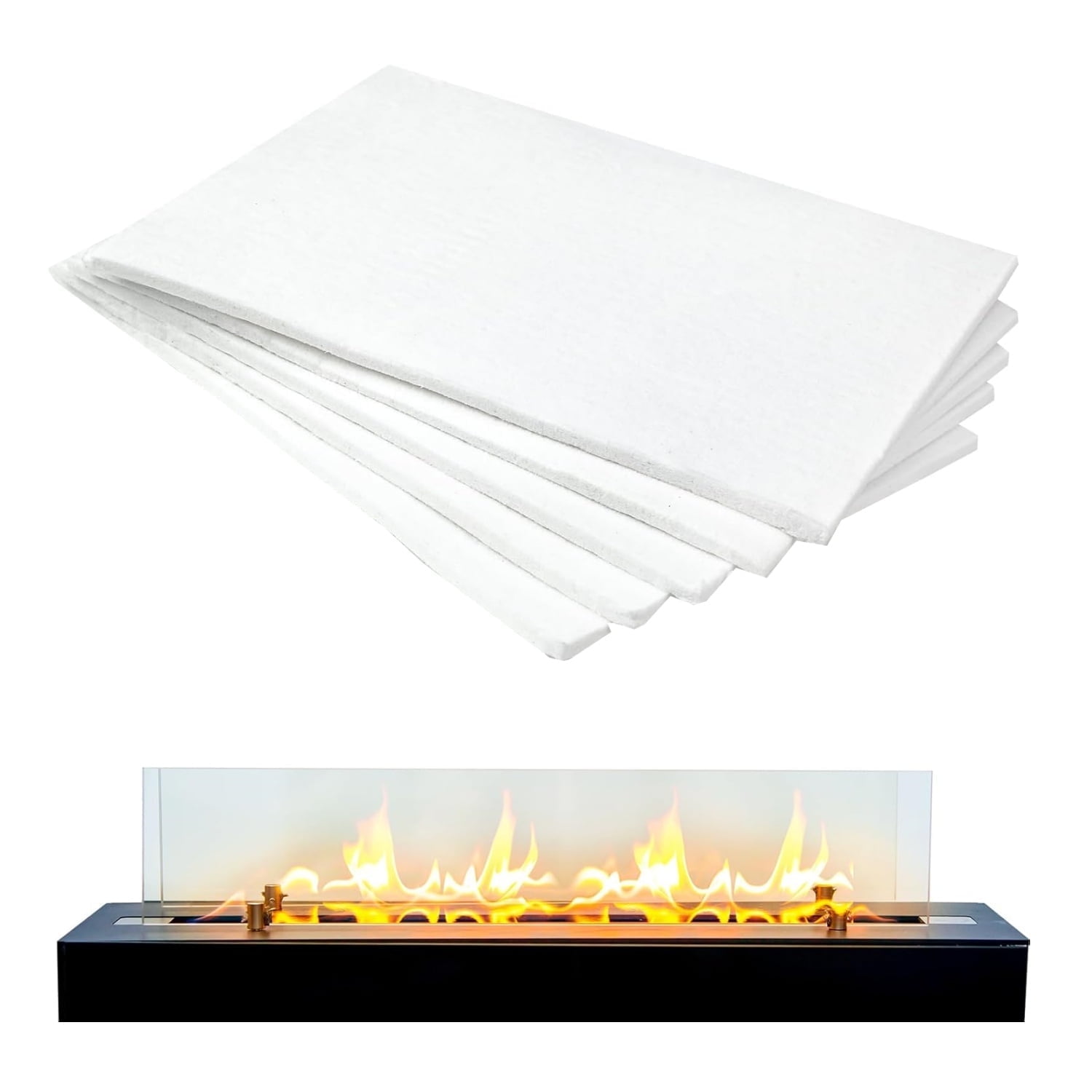 5Pack Carbon Felt Wick Bioethanol Fuel,11.8x7.87In Tabletop Fire Pit Ceramic Wool Wick Bioethanol Fuel Table Top Bowl to Extend Burning Time - Image 1