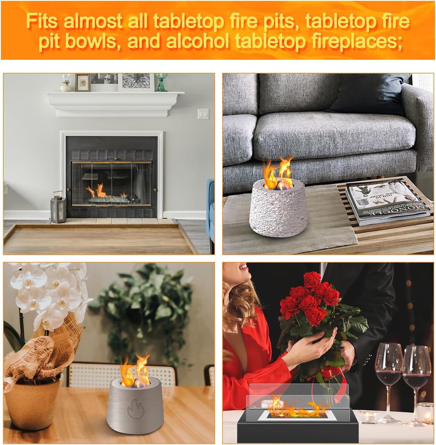 5Pack Carbon Felt Wick Bioethanol Fuel,11.8x7.87In Tabletop Fire Pit Ceramic Wool Wick Bioethanol Fuel Table Top Bowl to Extend Burning Time - Image 5