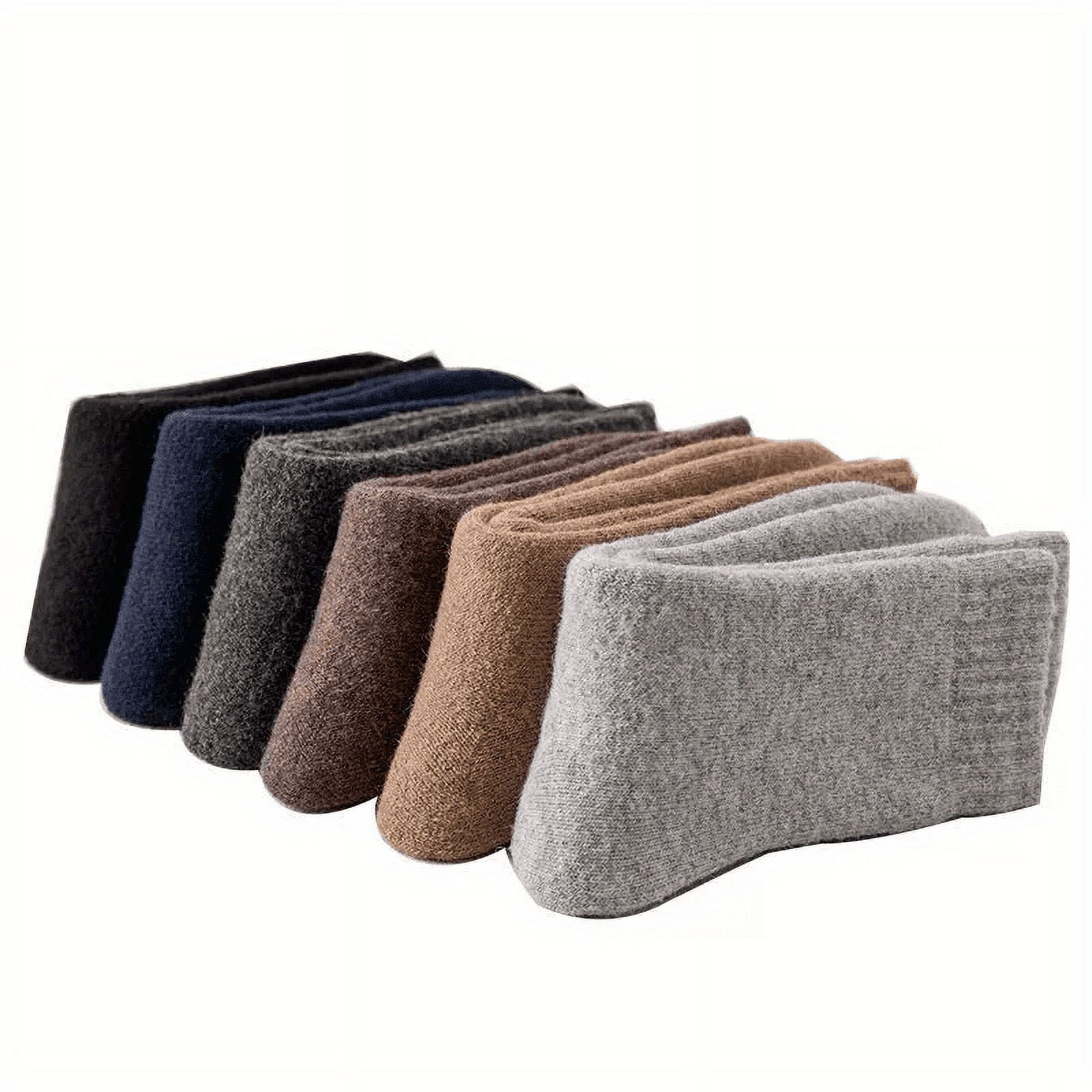 SUGARMOM 5-Pack Unisex Thick Knitted Cotton Socks - 100% Pure Cotton Solid Color Mid-Calf Length Extra Thick Terry Loop Pile Machine Washable Warm Winter Crew Socks One-size 5 Pairs Of Random Mixed Colors - Image 1