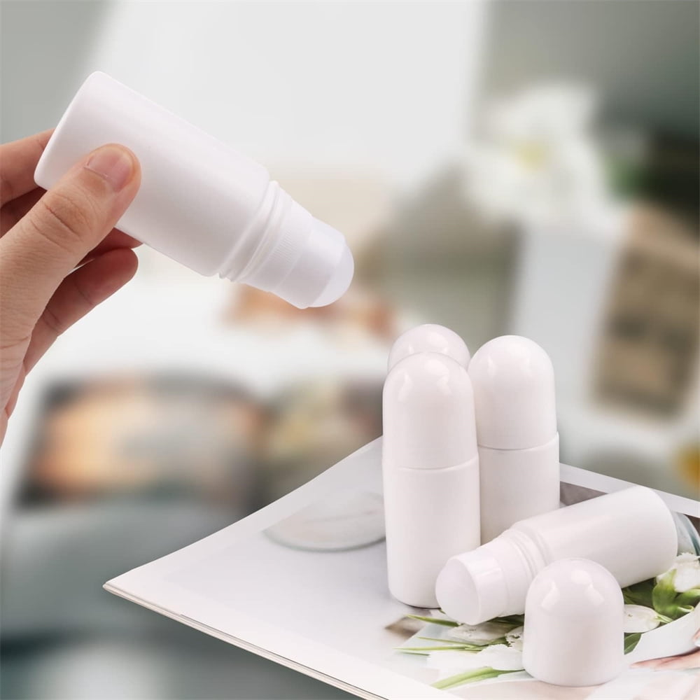 White Plastic Roll-on Bottle,Empty Portioning Bottles,QZS Refillable Anti-perspirant Roller Container,Leak-Proof DIY Deodorant Container with Roller Ball,for Essential Oils Fragrances 4Pack White - Image 2