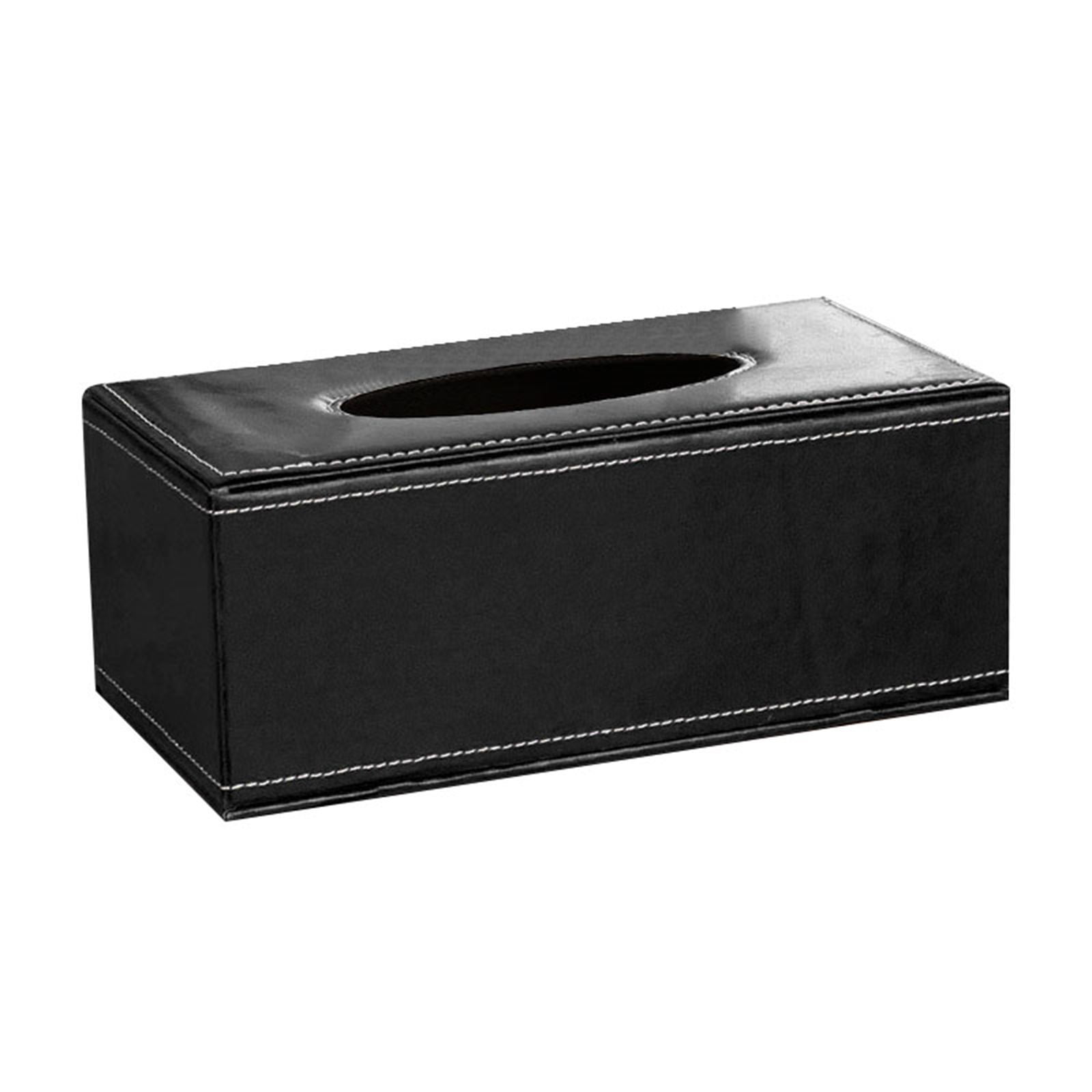 Cagnkofi Tissue Box Cover Rectangular, PU Leather Tissue Box Holder for Kleenex, Napkin, Tissue Box Cover Rectangle, Tissue Holder for Bathroom Car Home Decorative A Black - Image 1