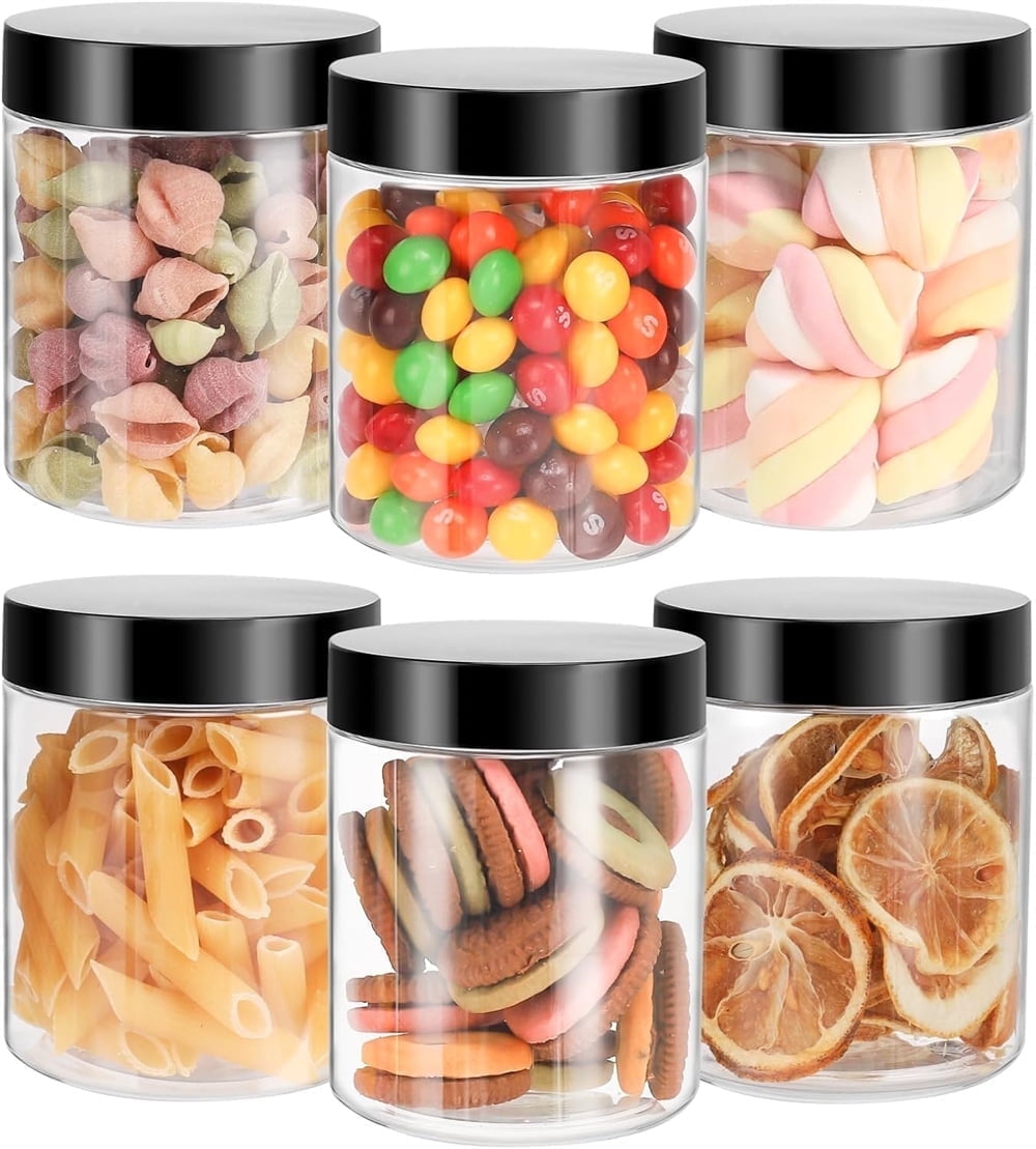 6Pcs Moisture-proof Storage Jars with Sealed Lids,QZS Empty Plastic Containers,Round Refillable Food Jars Organizer,for Home Kitchen Snacks Peanut Honey and More 8oz - Image 1