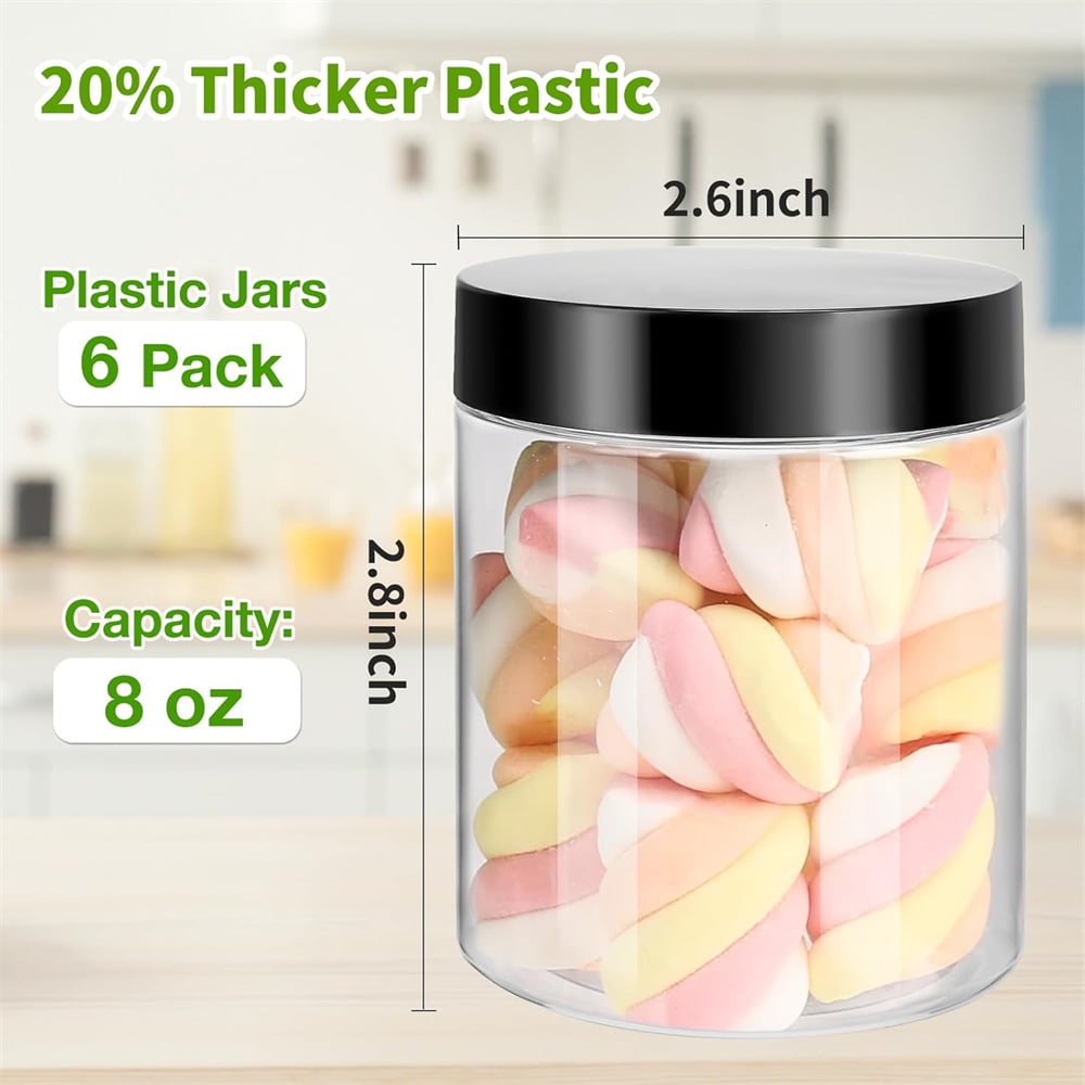 6Pcs Moisture-proof Storage Jars with Sealed Lids,QZS Empty Plastic Containers,Round Refillable Food Jars Organizer,for Home Kitchen Snacks Peanut Honey and More 8oz - Image 4