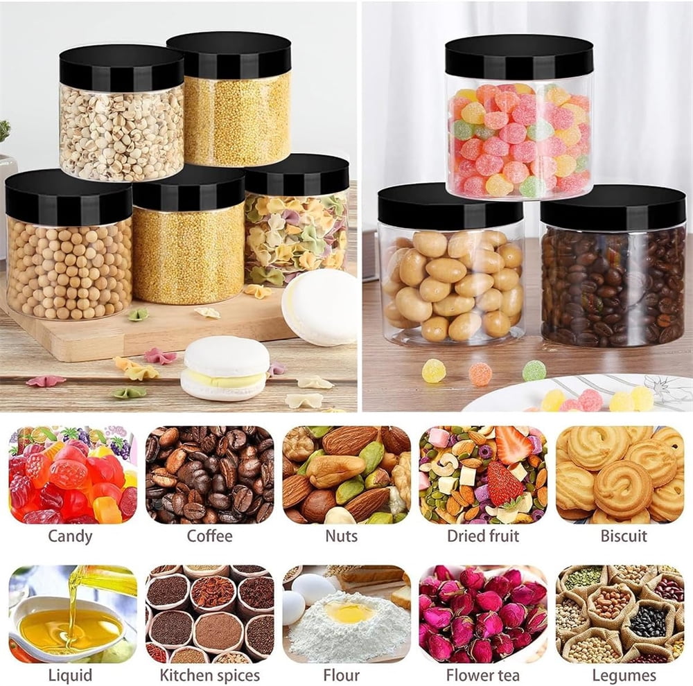 6Pcs Moisture-proof Storage Jars with Sealed Lids,QZS Empty Plastic Containers,Round Refillable Food Jars Organizer,for Home Kitchen Snacks Peanut Honey and More 8oz - Image 7