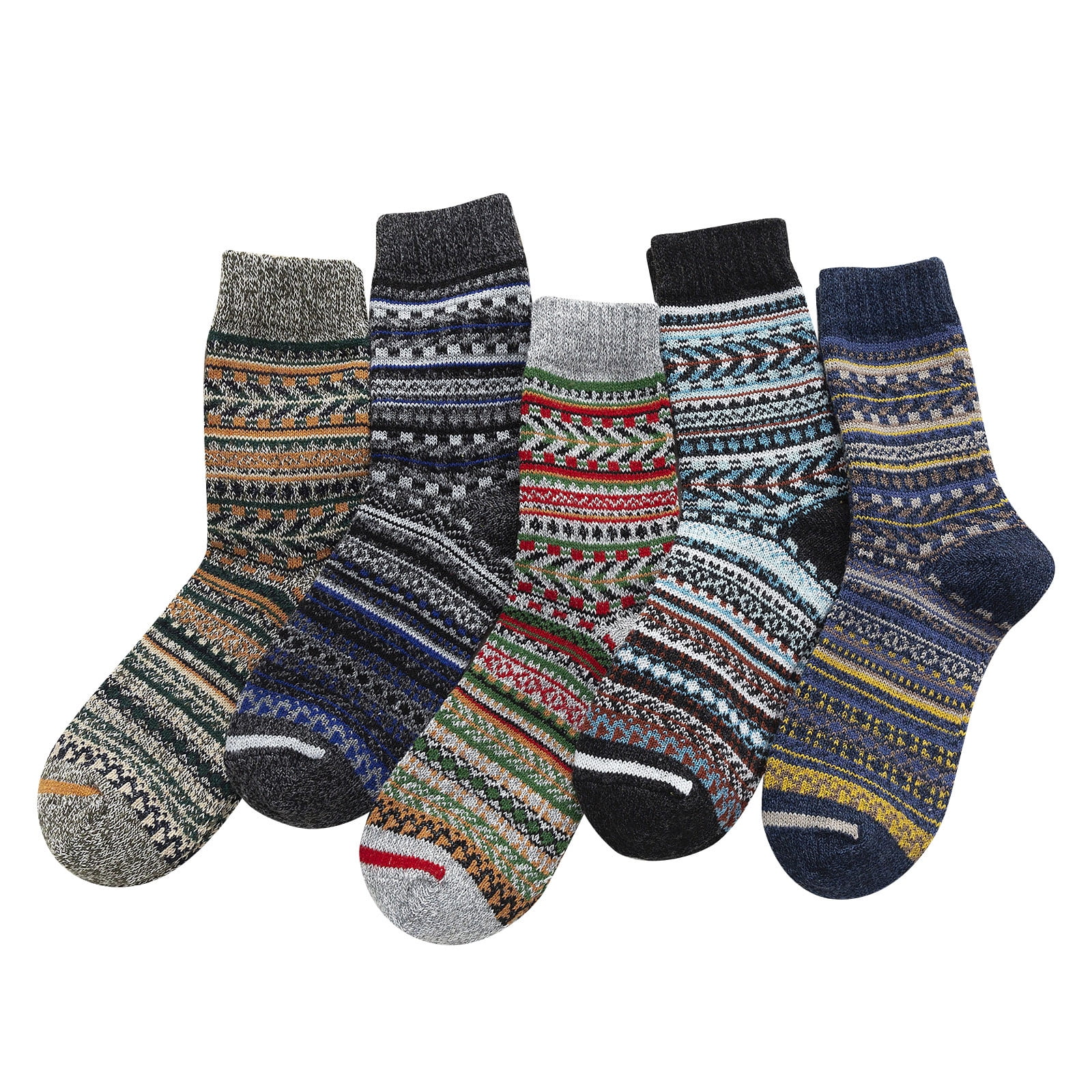 YESIMOLA Socks Womens Wool Socks Warm Thick Winter Warm Boots Cozy Cabin Crew Ladies Socks 5 Pack Socks for Women Ankle High One Size A - Image 1